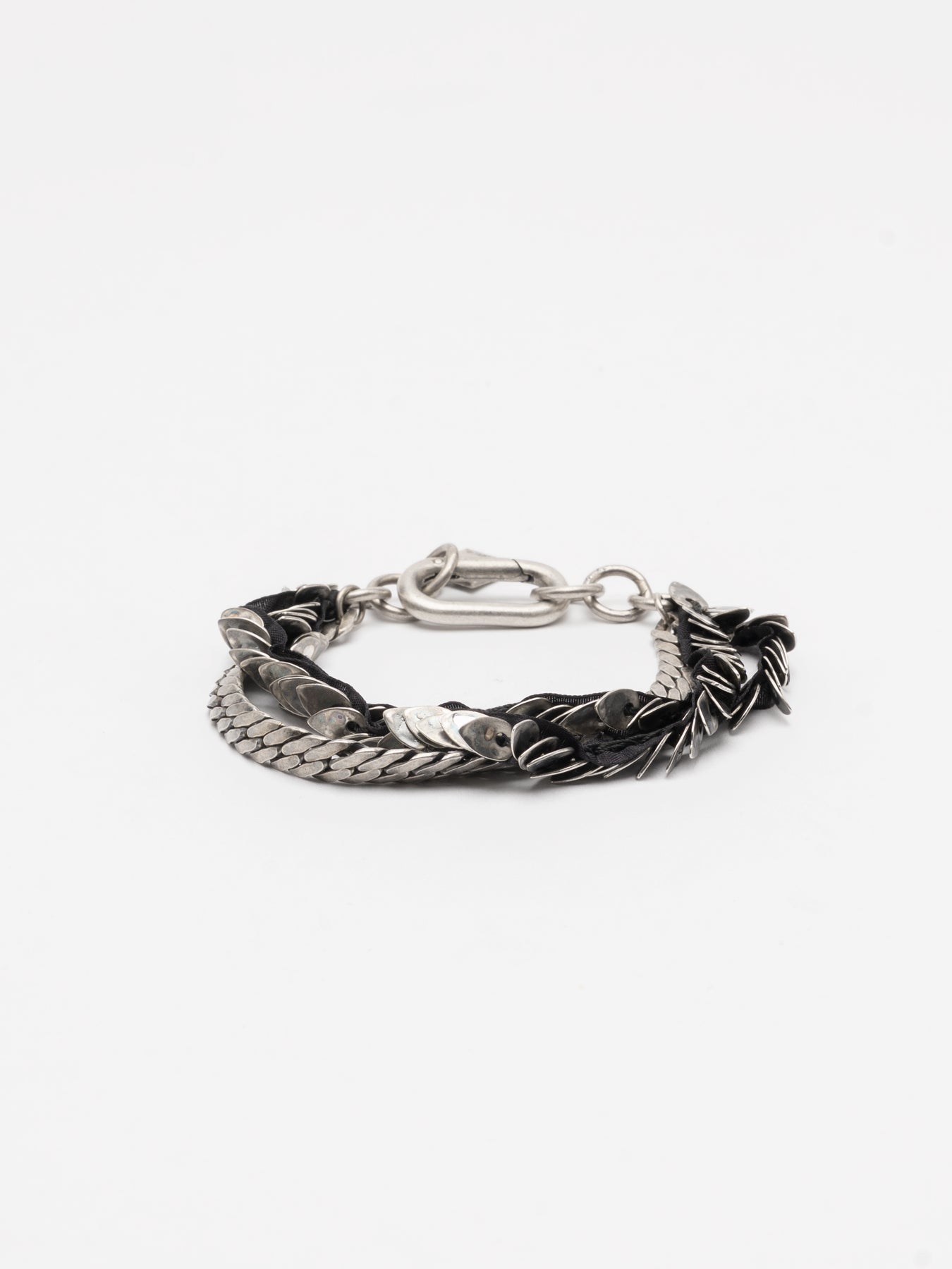 Layered Silver and Leather Bracelet
