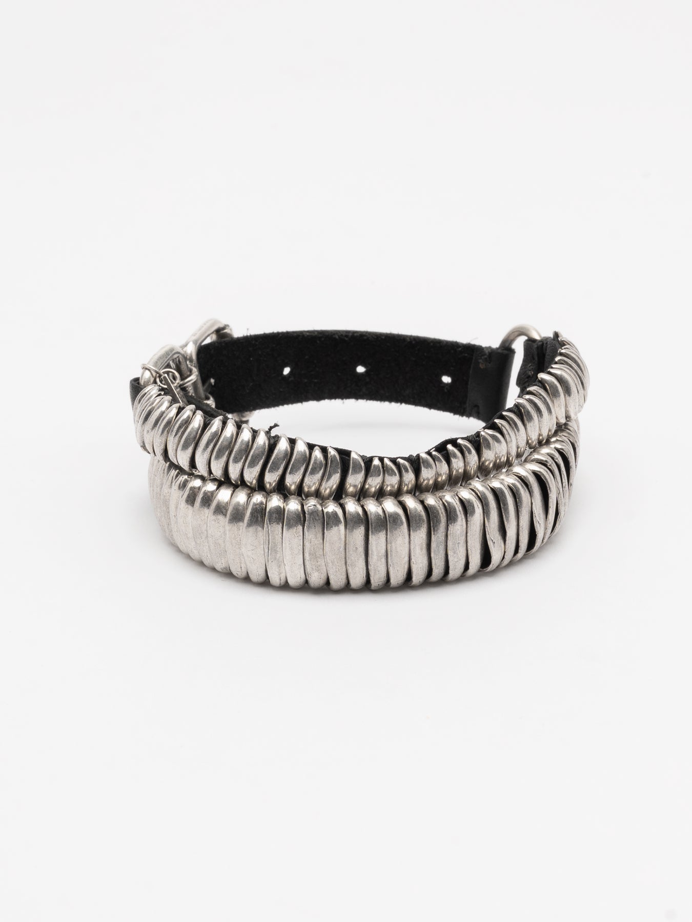 Layered Silver and Leather Bracelet