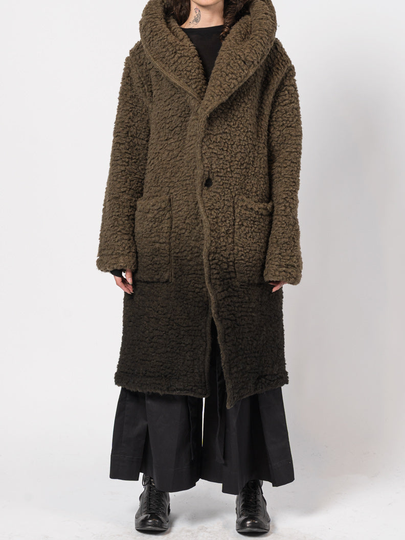 Wool-Blend Hooded Coat