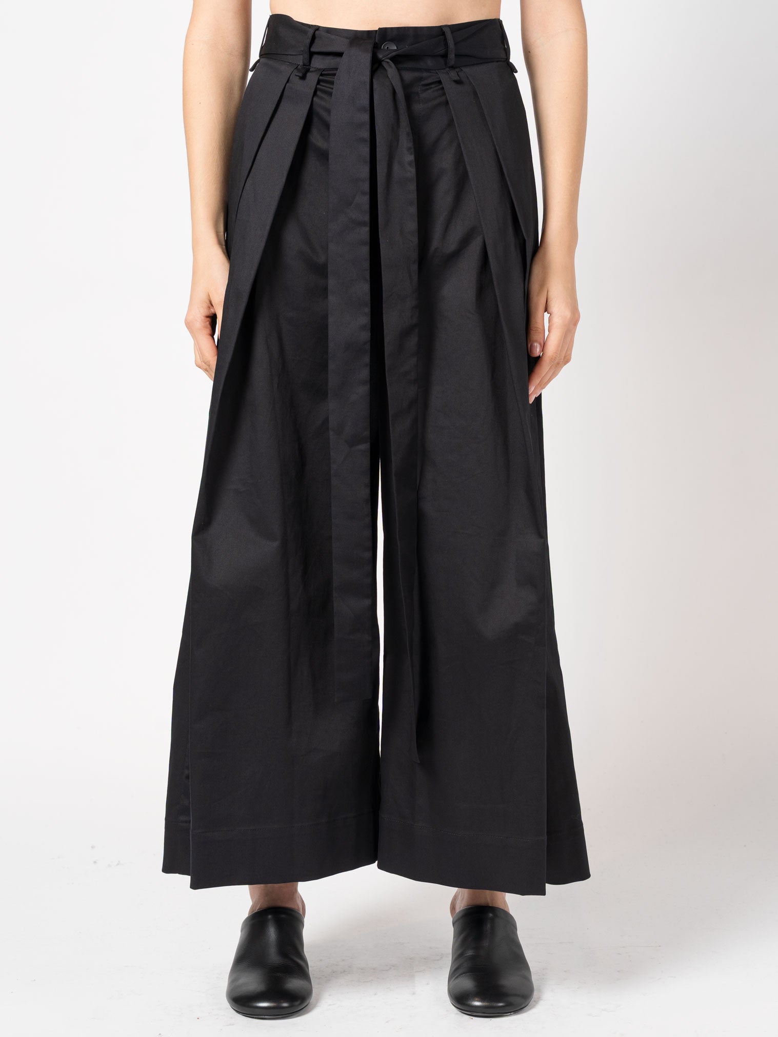 Wide-Leg Pleated Trousers