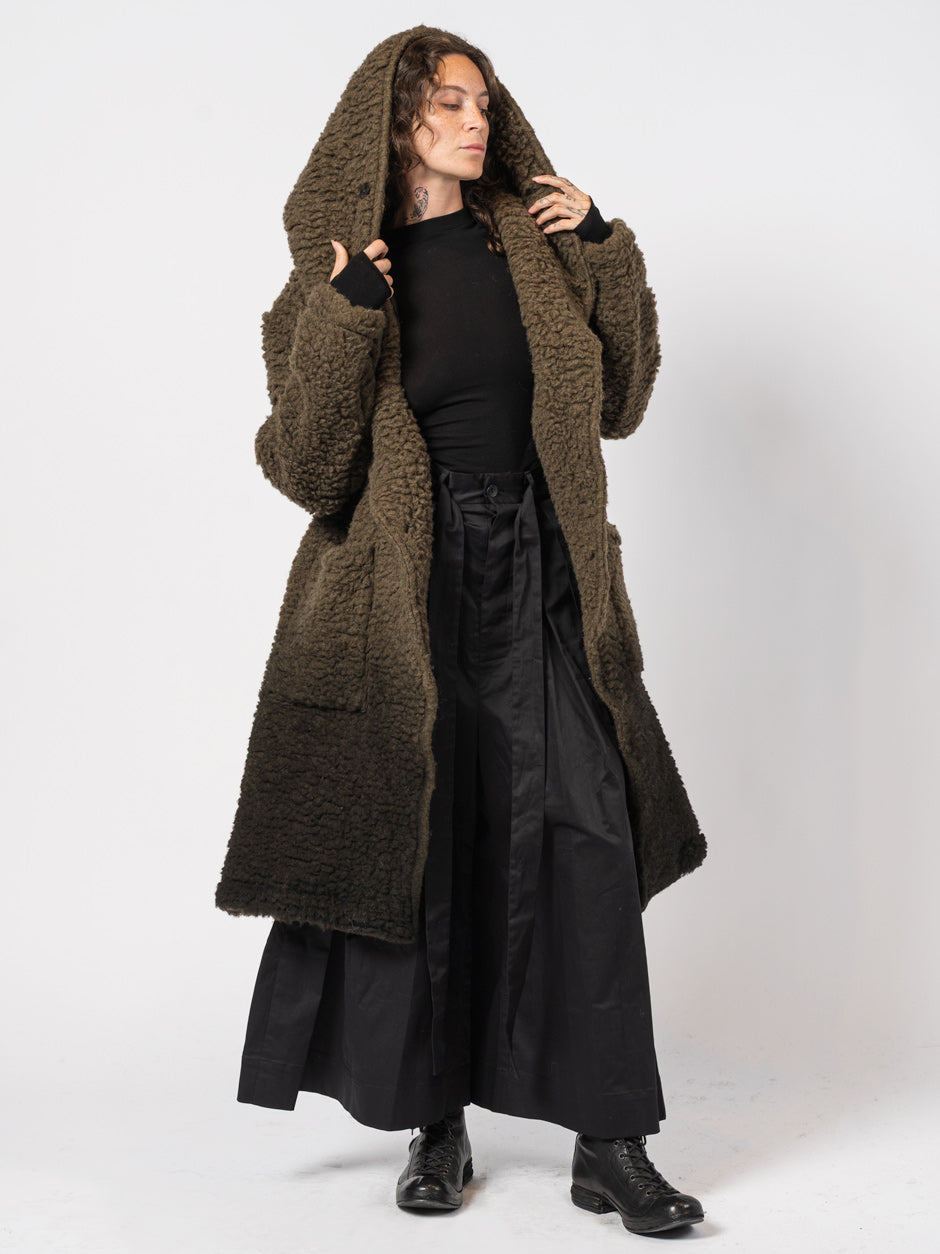 Wool-Blend Hooded Coat