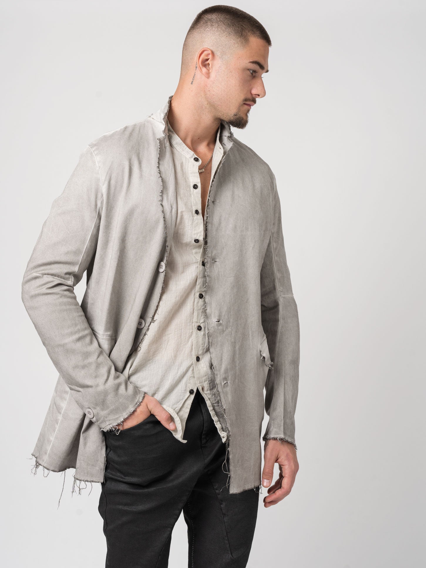 Frayed Edge Cotton Blazer