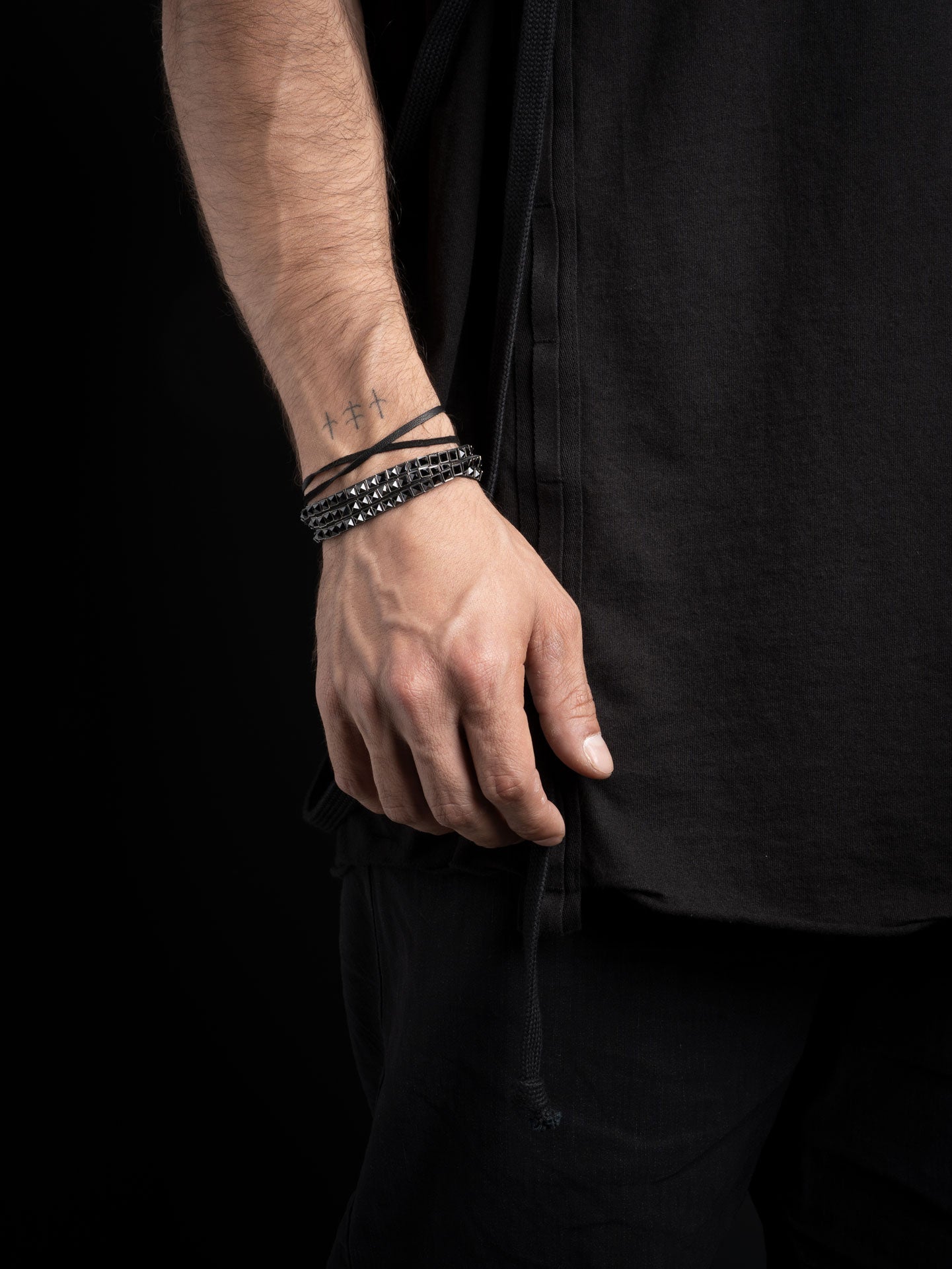 Leather and Hematite Wrap Bracelet