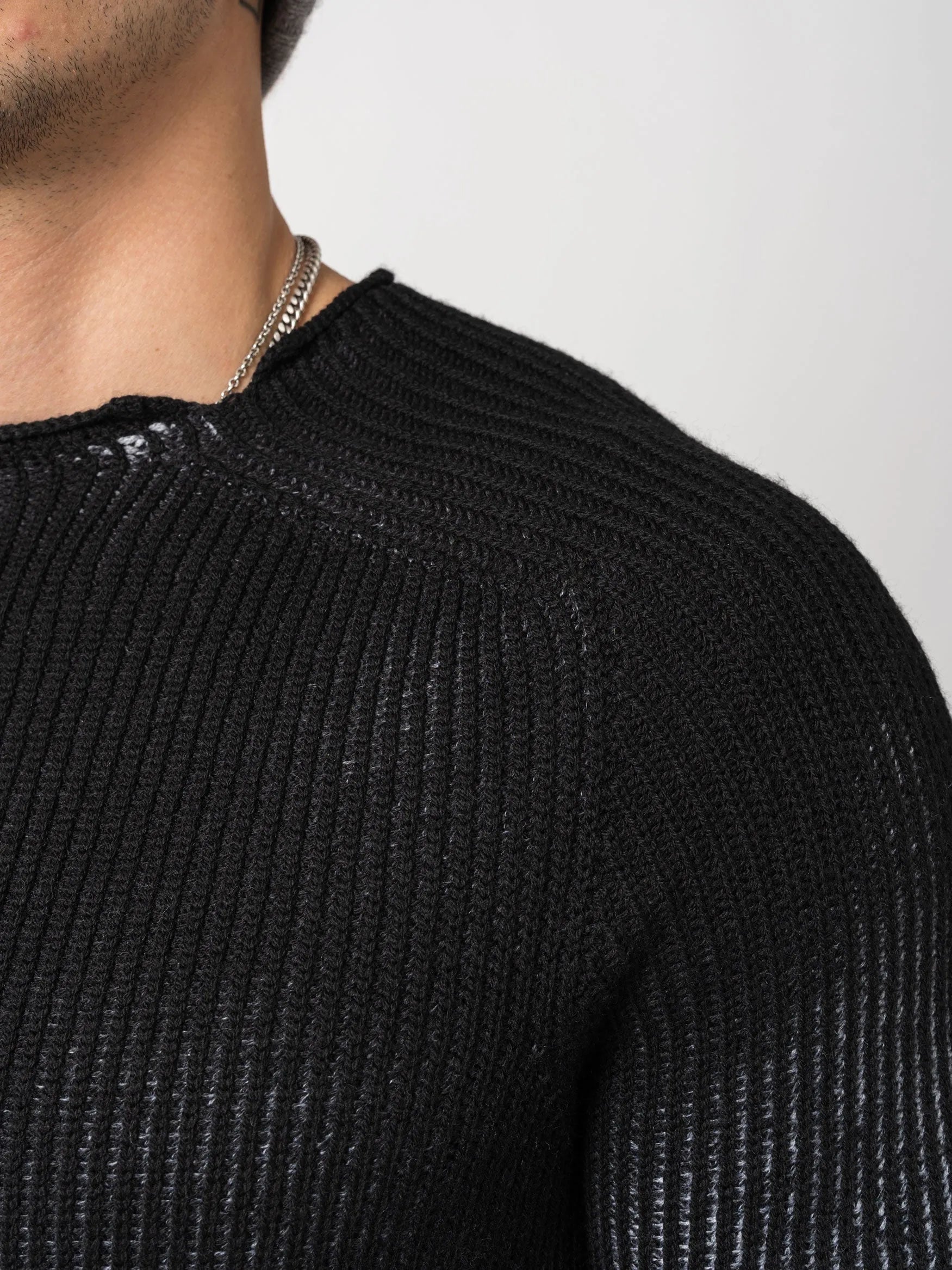 Wool Knit Sweater with Back Detail