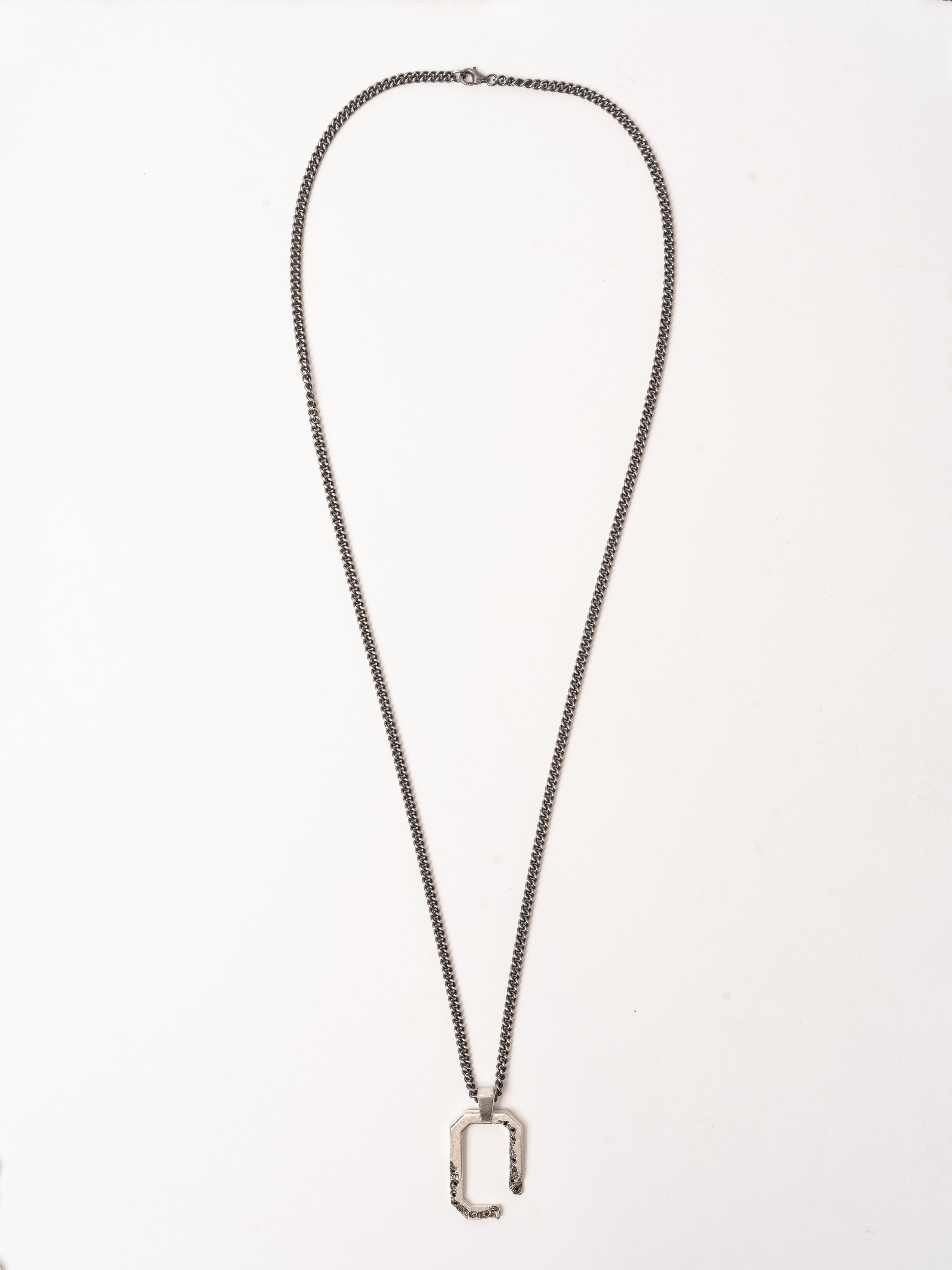 Geometric Pendant Necklace with Black Diamonds