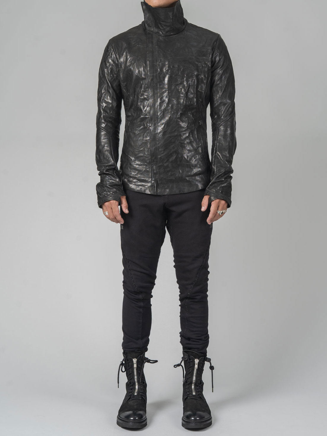 Leather High-Neck Jacket