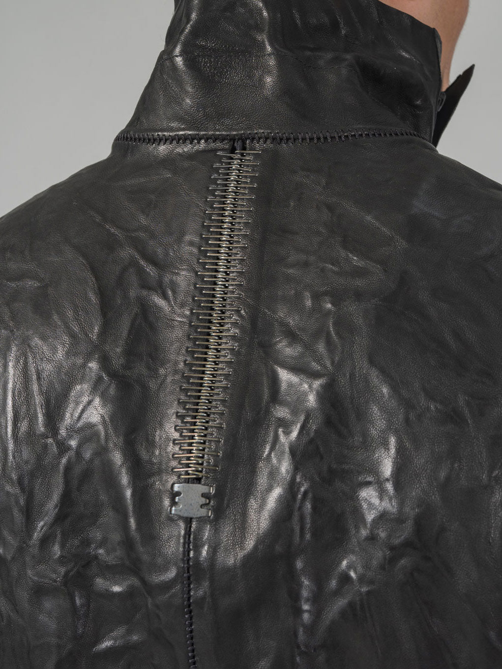 Leather High-Neck Jacket