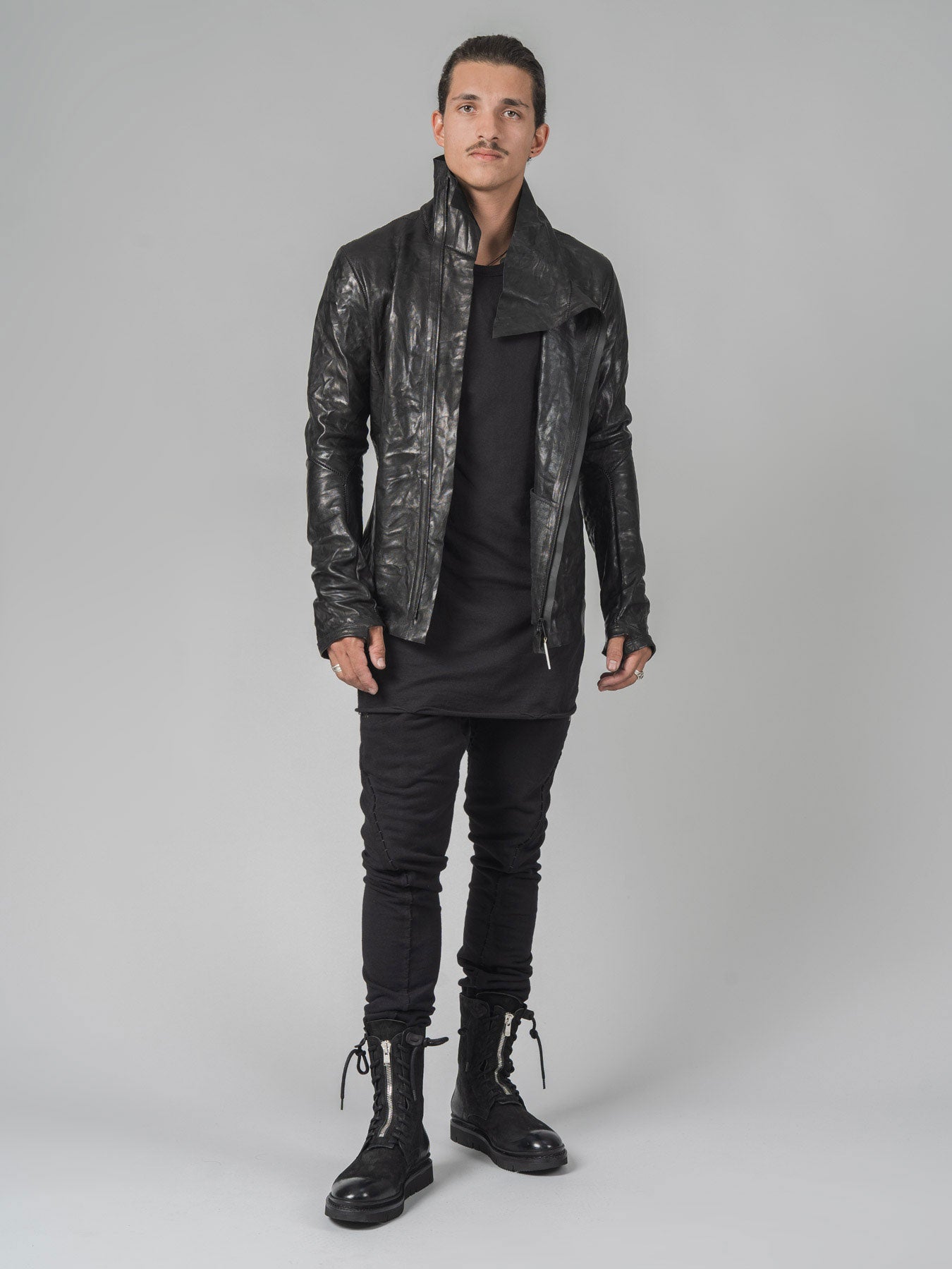 Leather High-Neck Jacket