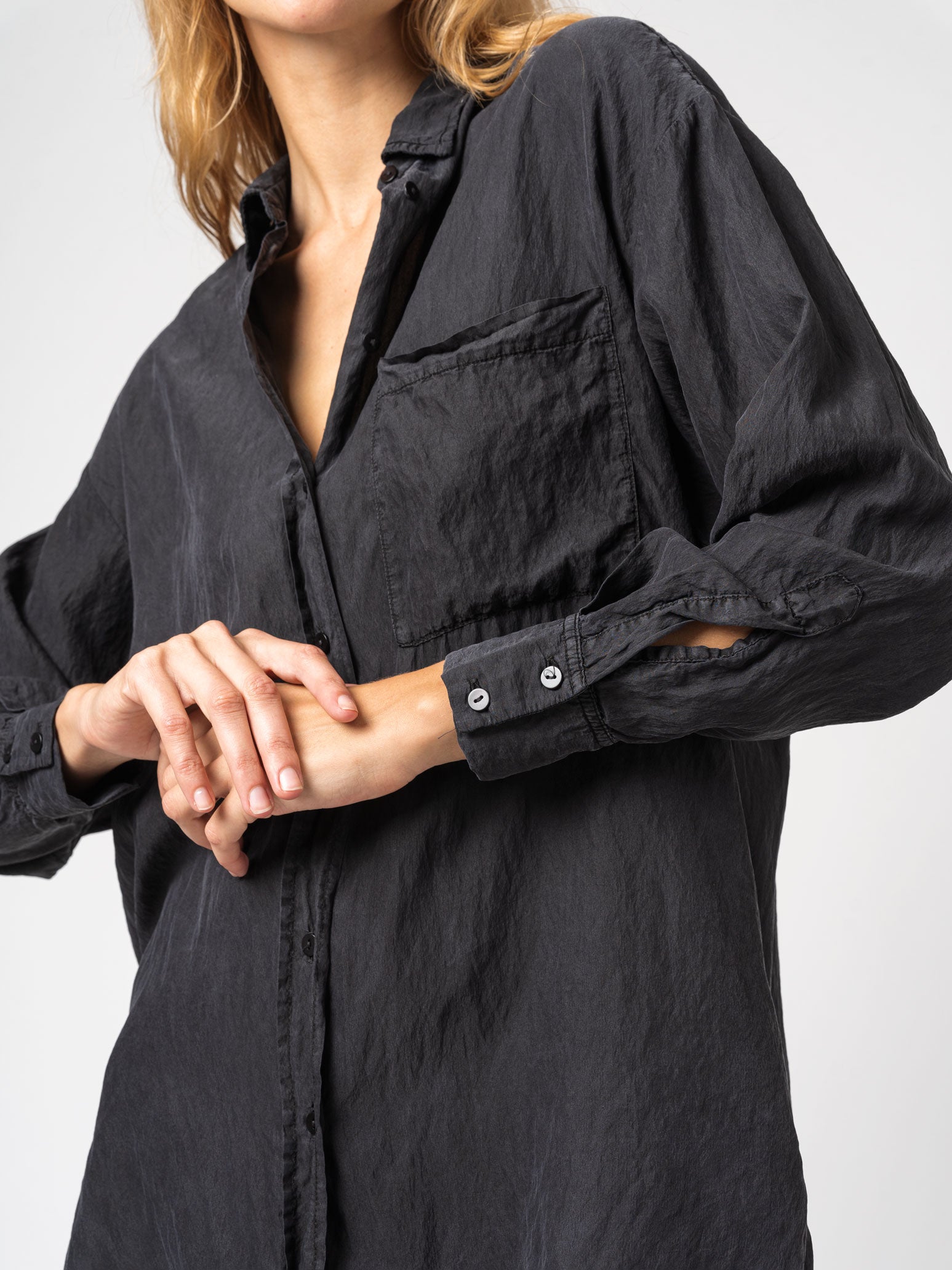 Silk Blend Overshirt with Pocket