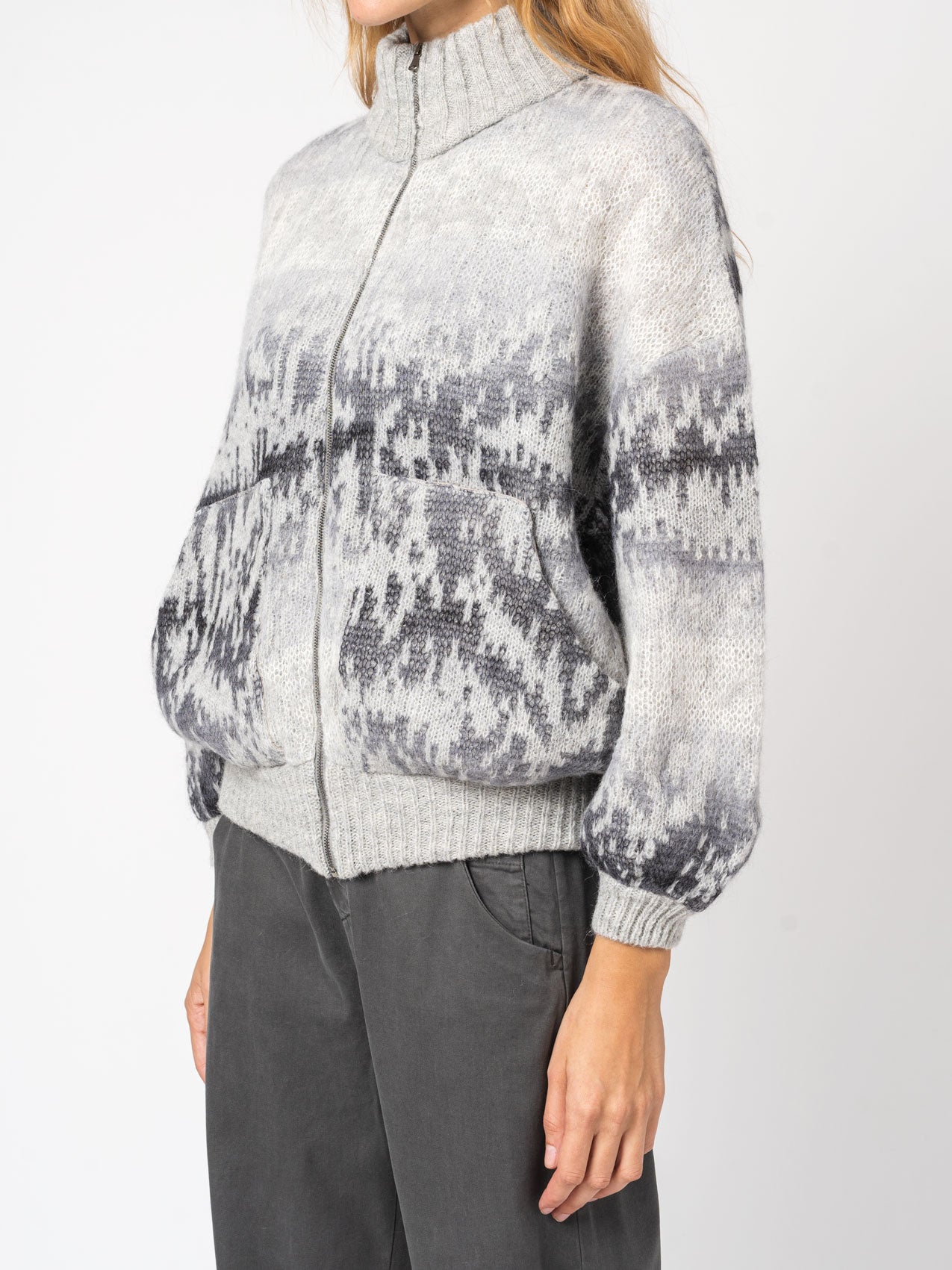 Ombre Knit Bomber Jacket