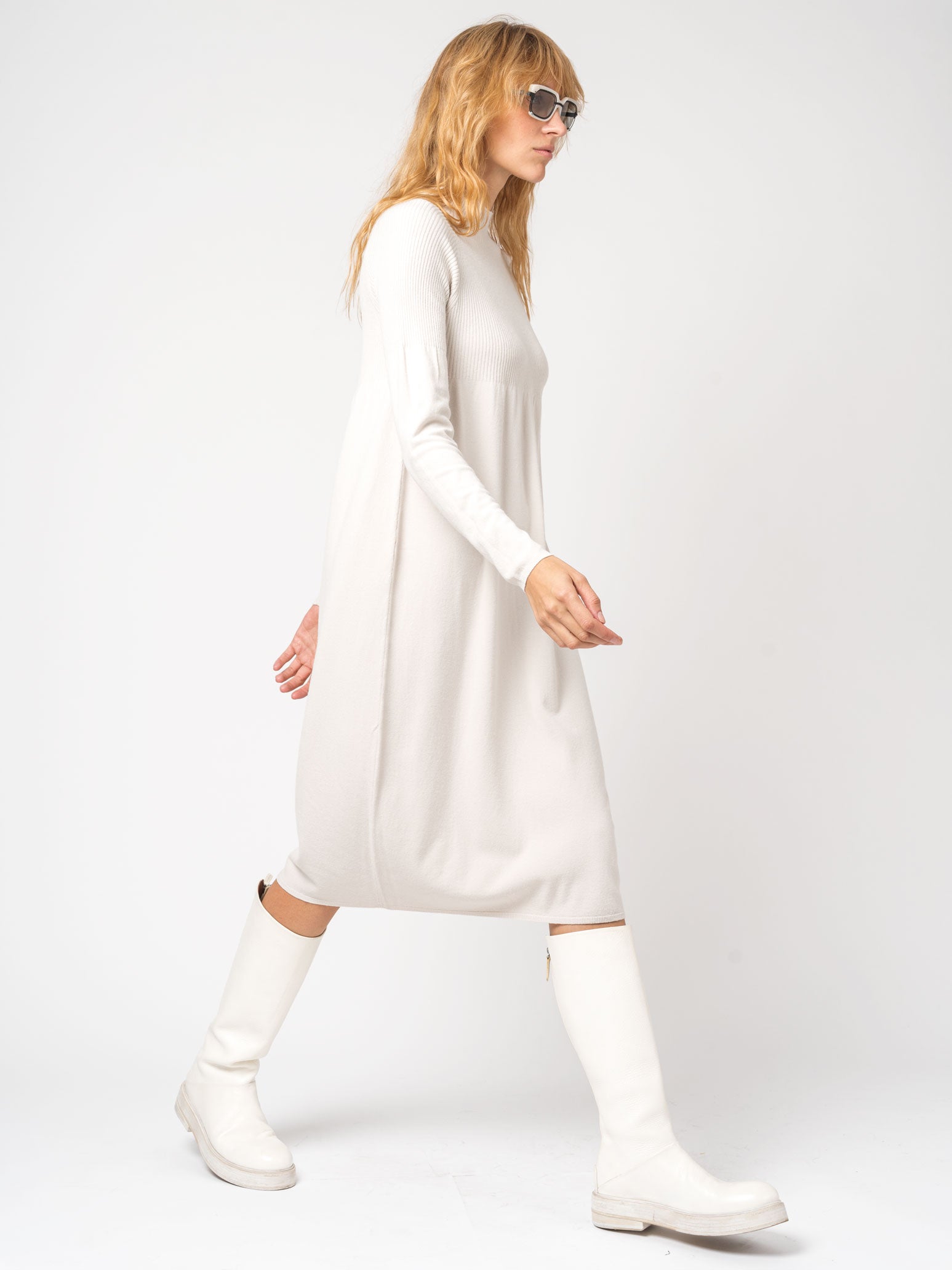 Turtleneck Dress in Viscose and Wool