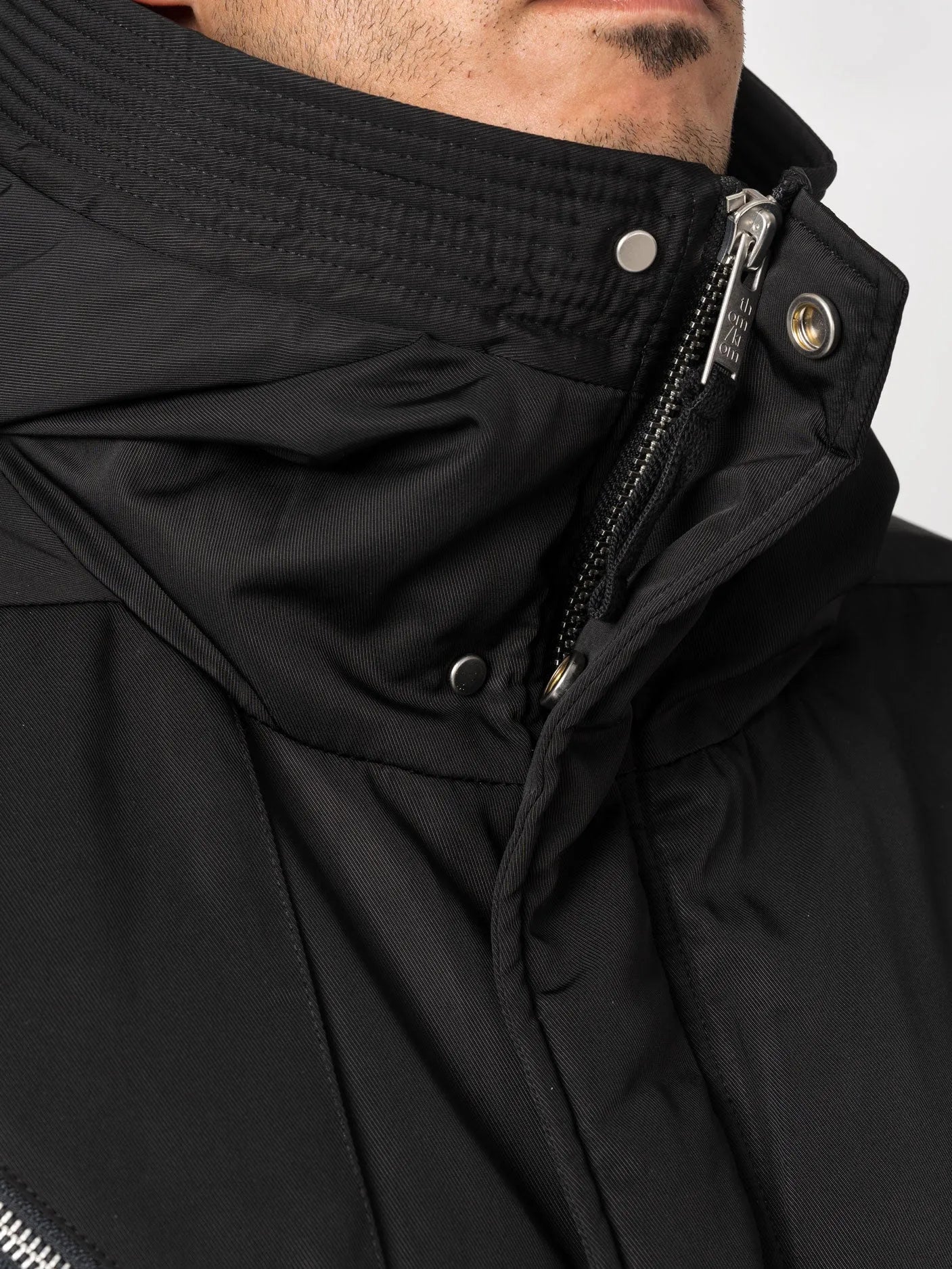 Hooded nylon bomber jacket