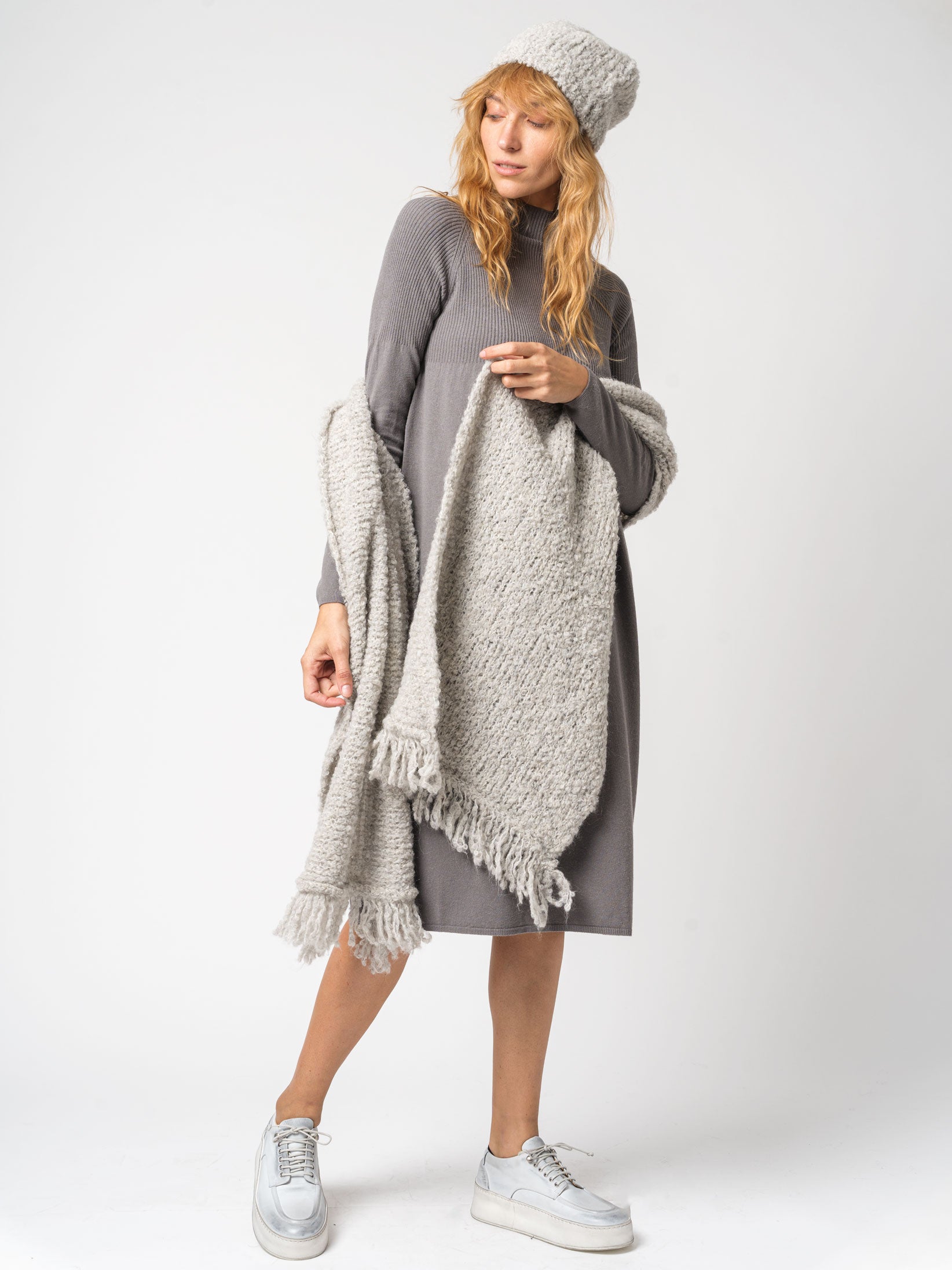 Turtleneck Dress in Viscose and Wool