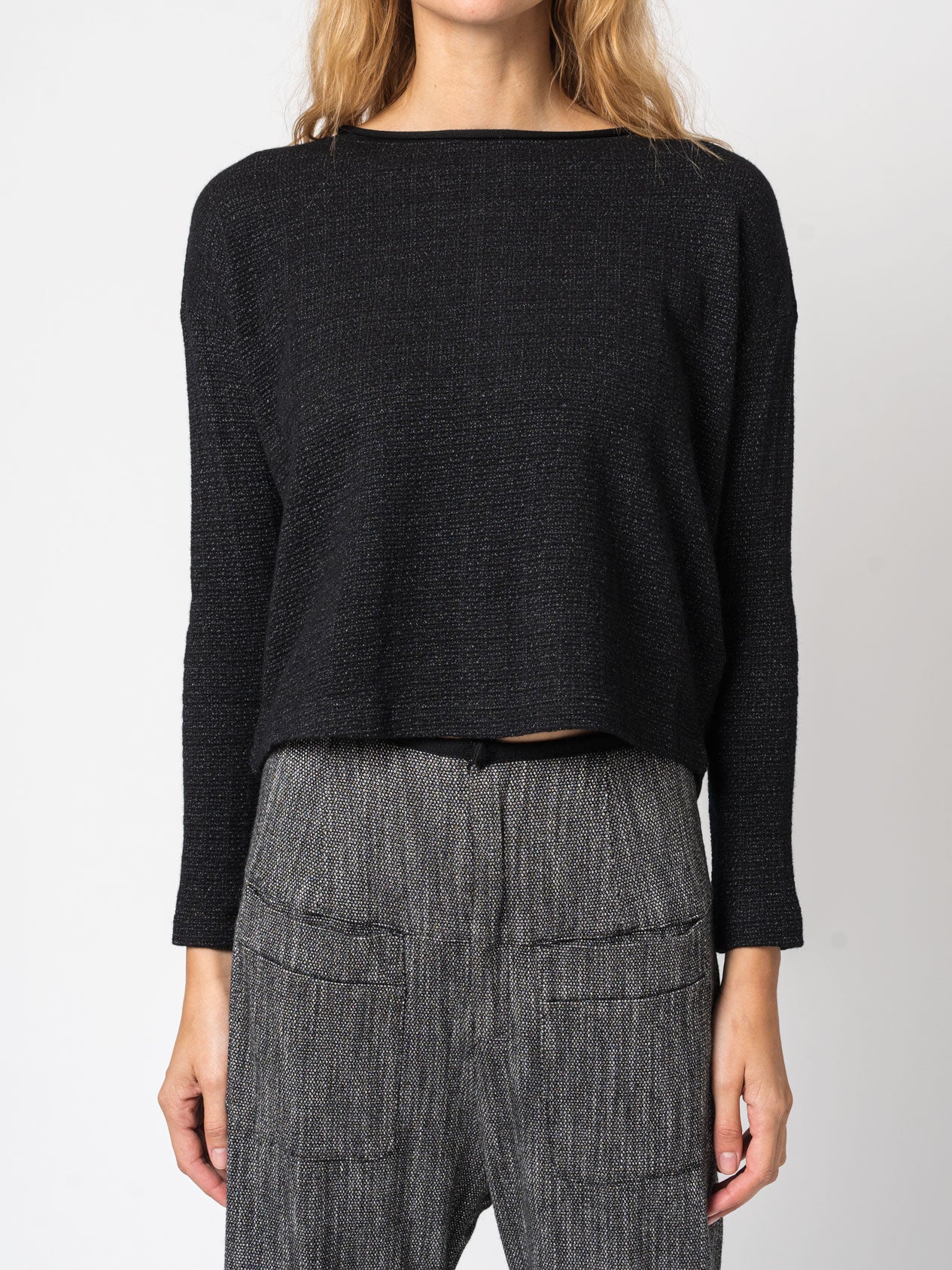 Micro-Patterned Jacquard Knit with Back Buttons