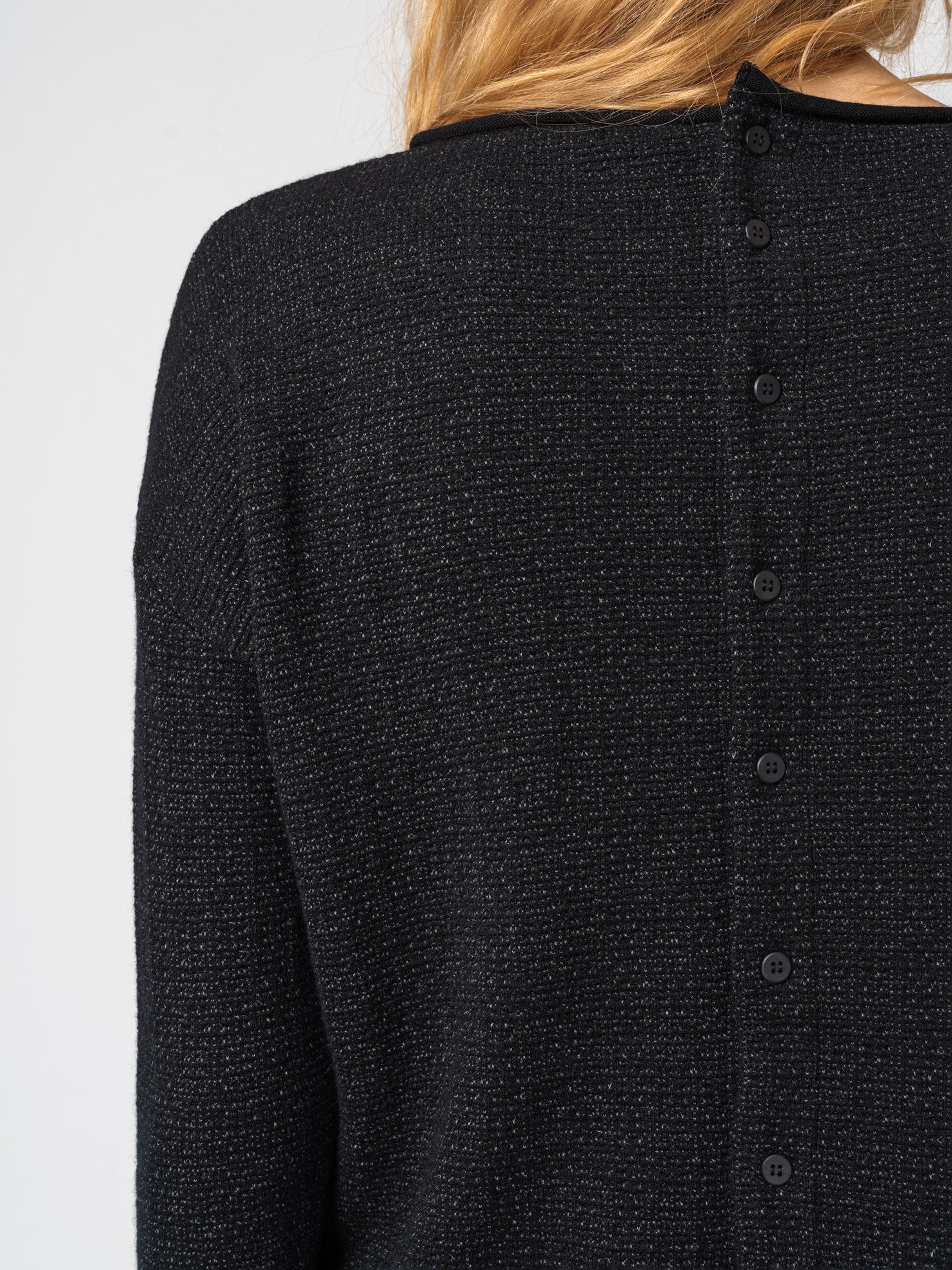 Micro-Patterned Jacquard Knit with Back Buttons