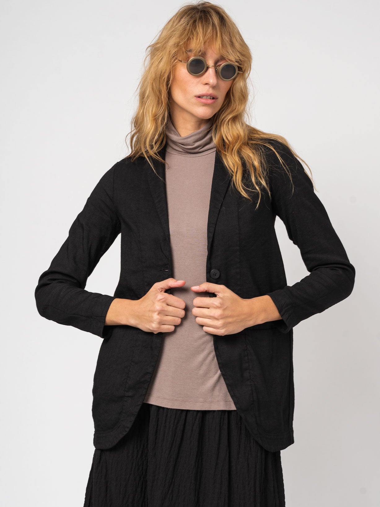 Comfort fit jacket in stretch wool and linen