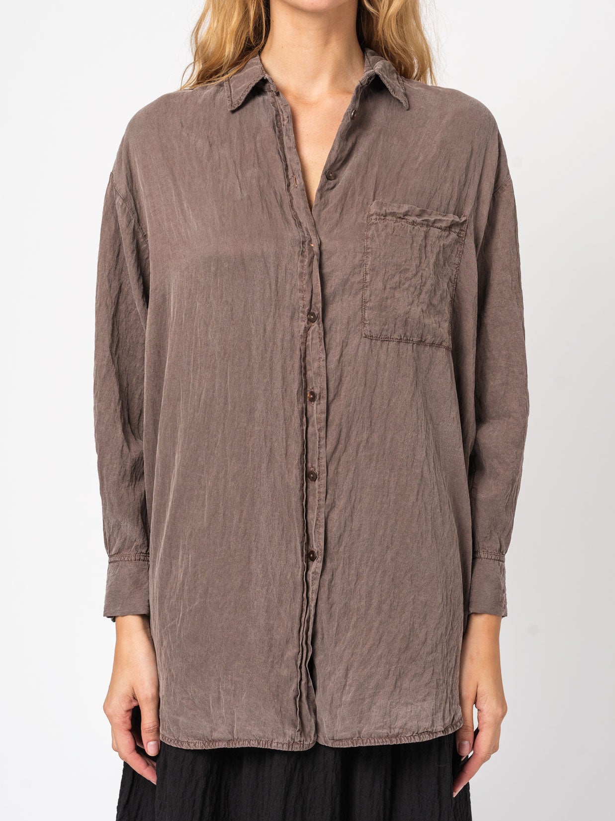 Silk Blend Overshirt with Pocket