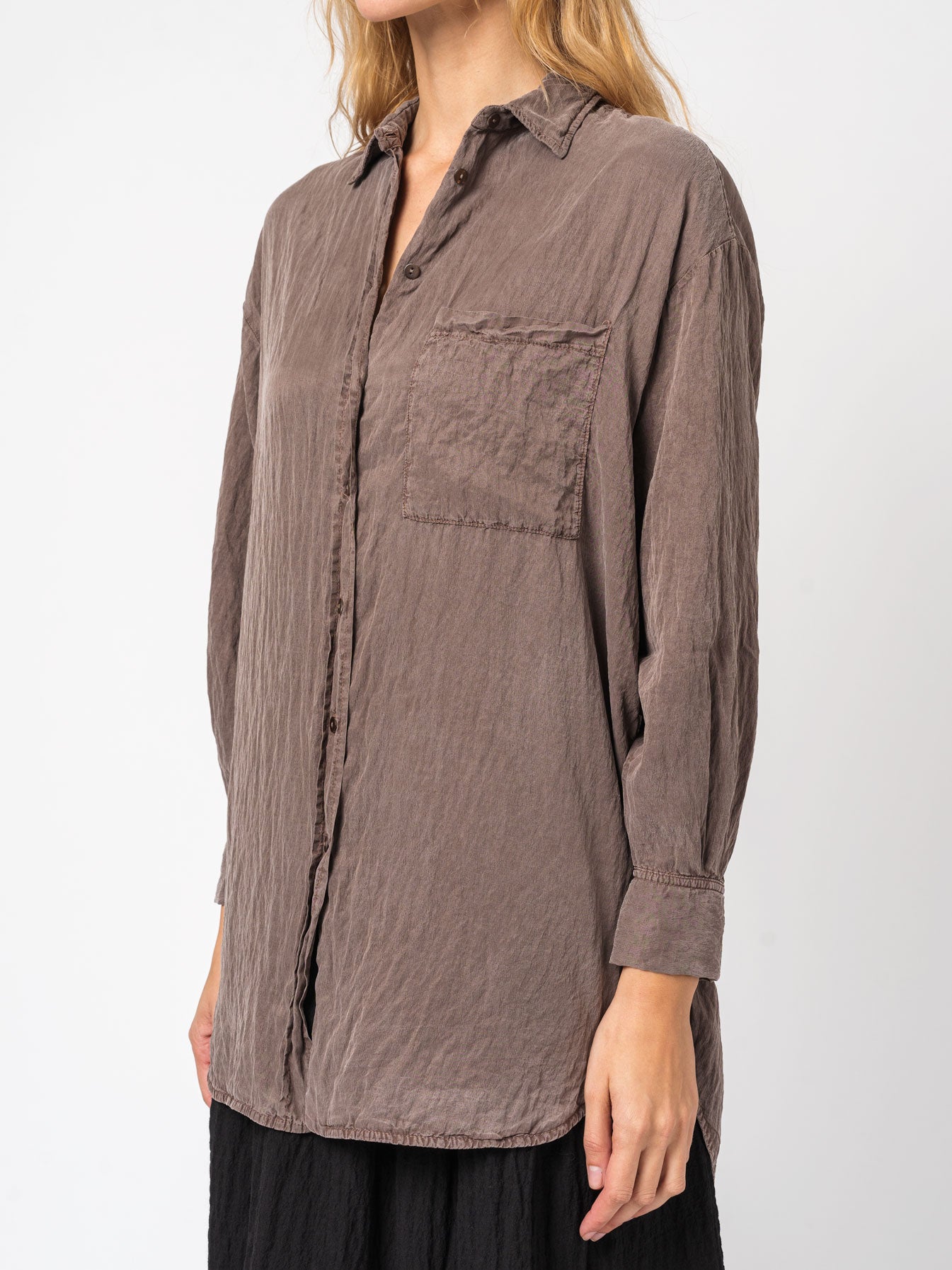 Silk Blend Overshirt with Pocket