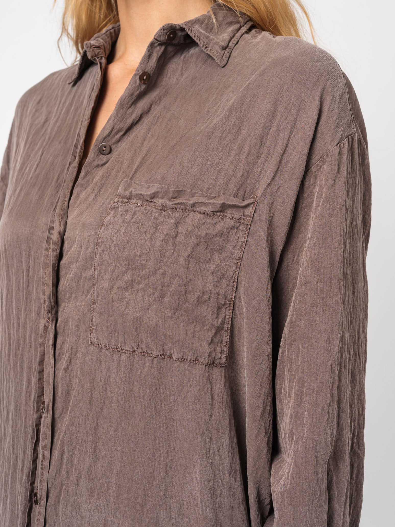 Silk Blend Overshirt with Pocket