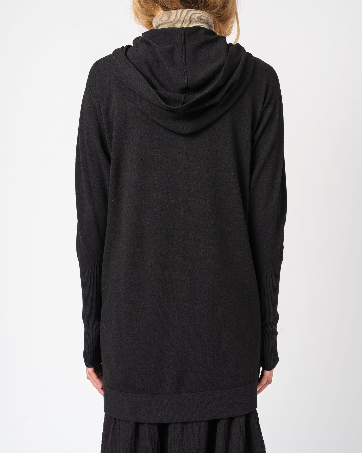 Viscose and Wool Zipped Maxi Hoodie