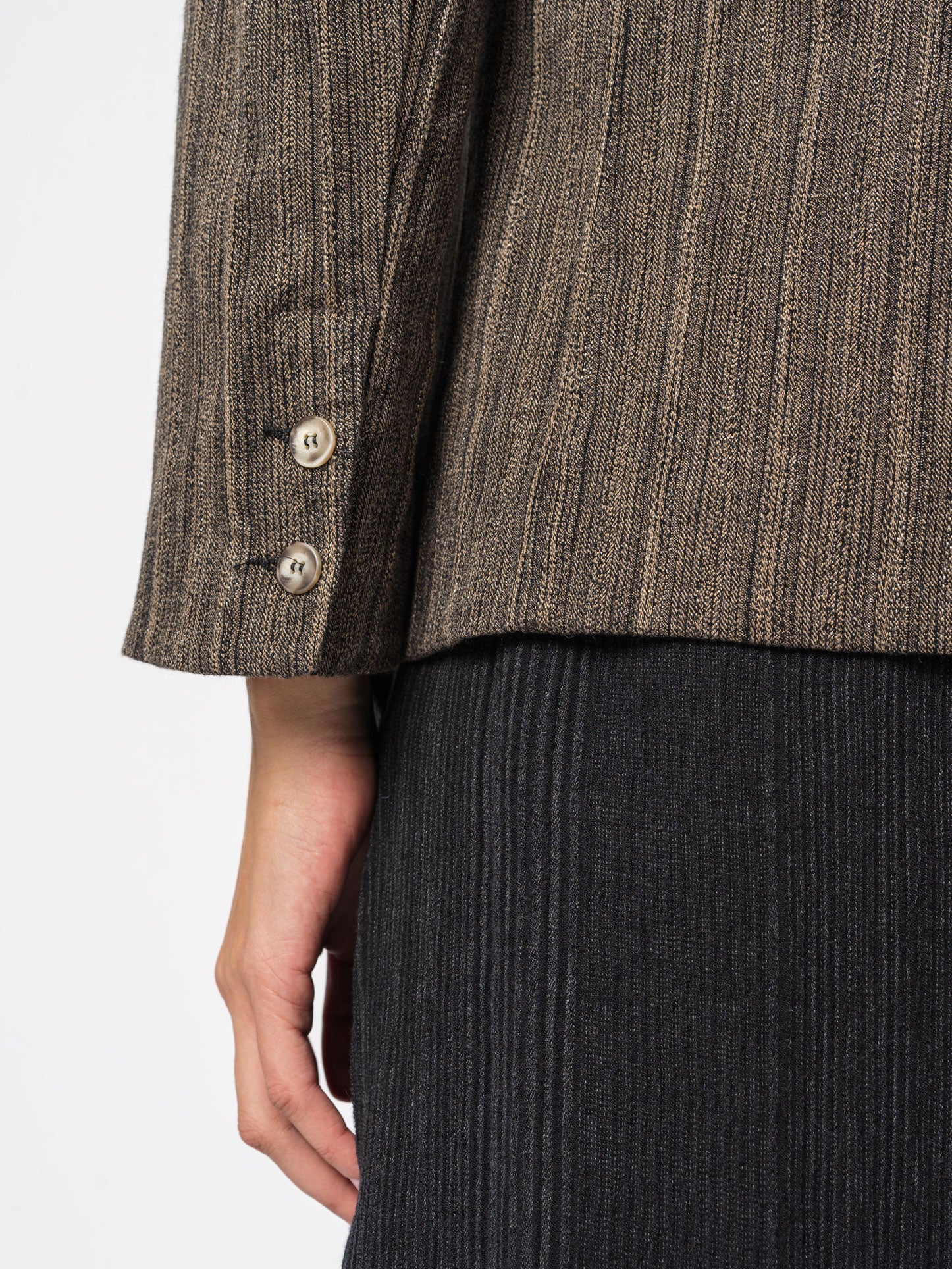 Single-button striped jacket