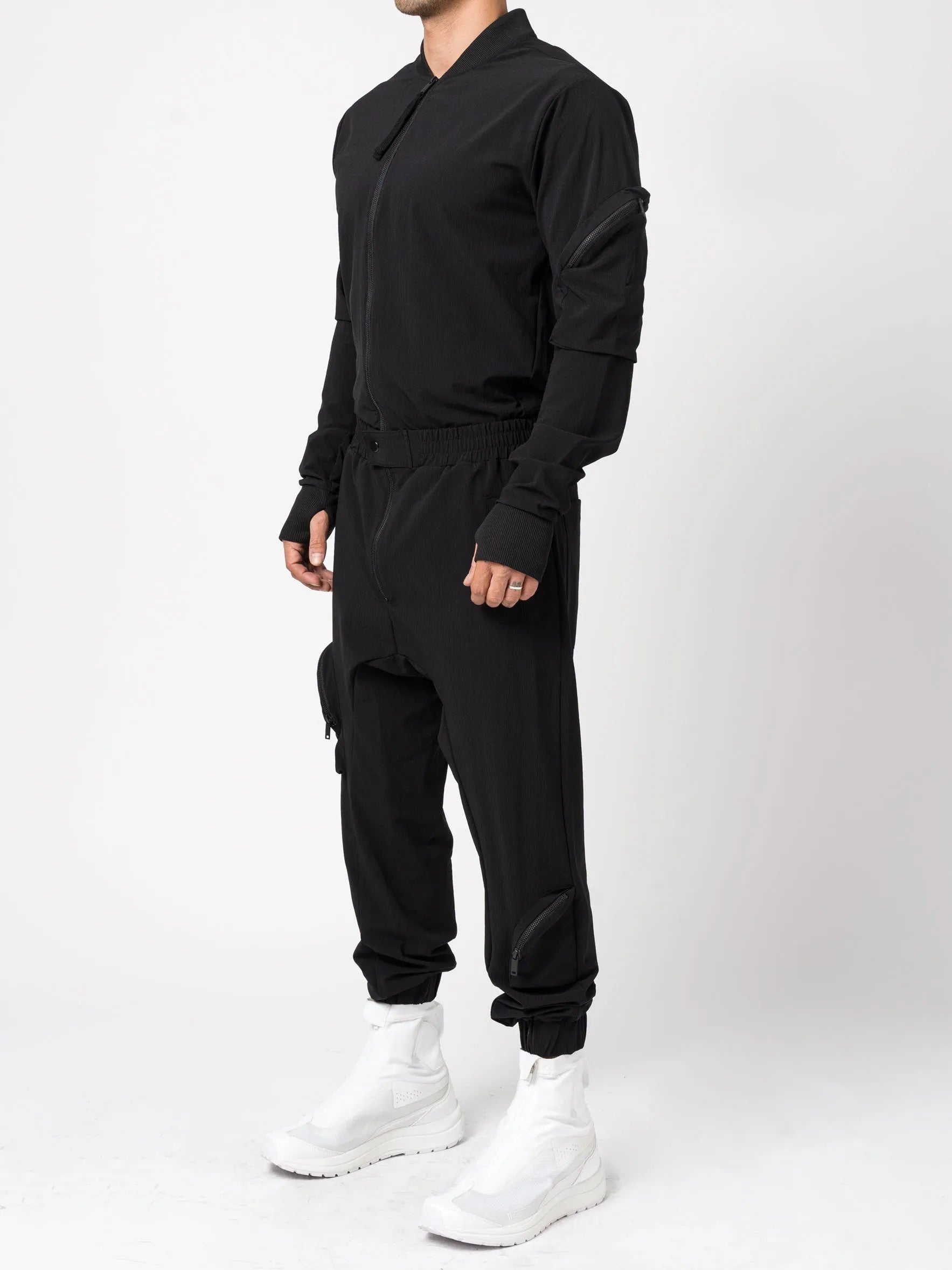 Nylon overall with bomber collar