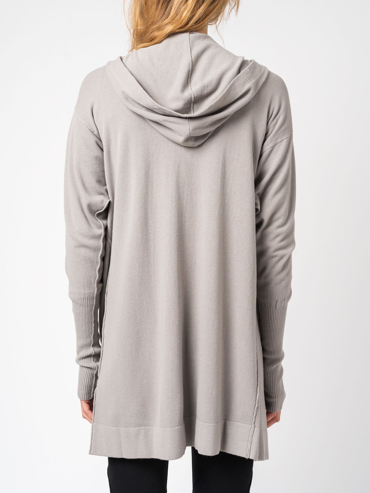 Viscose and Wool Zipped Maxi Hoodie