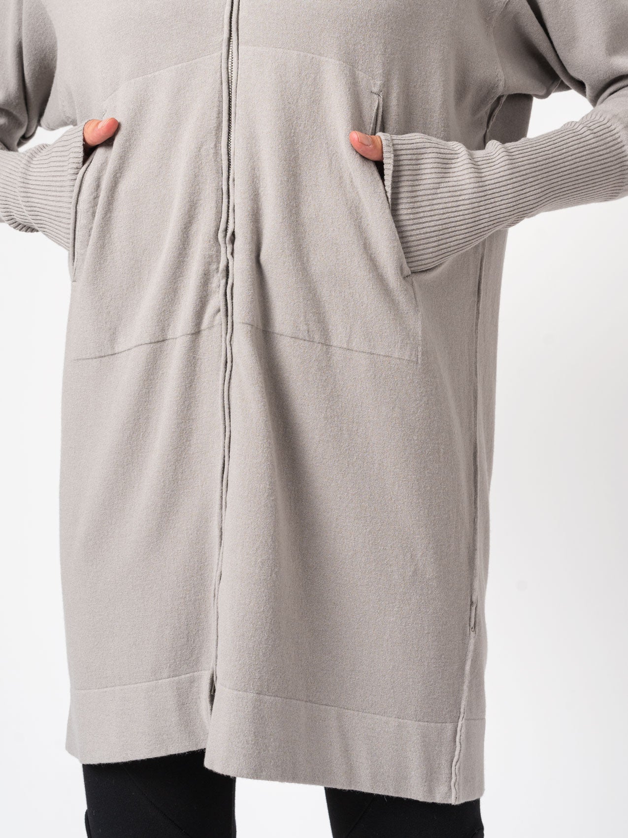 Viscose and Wool Zipped Maxi Hoodie