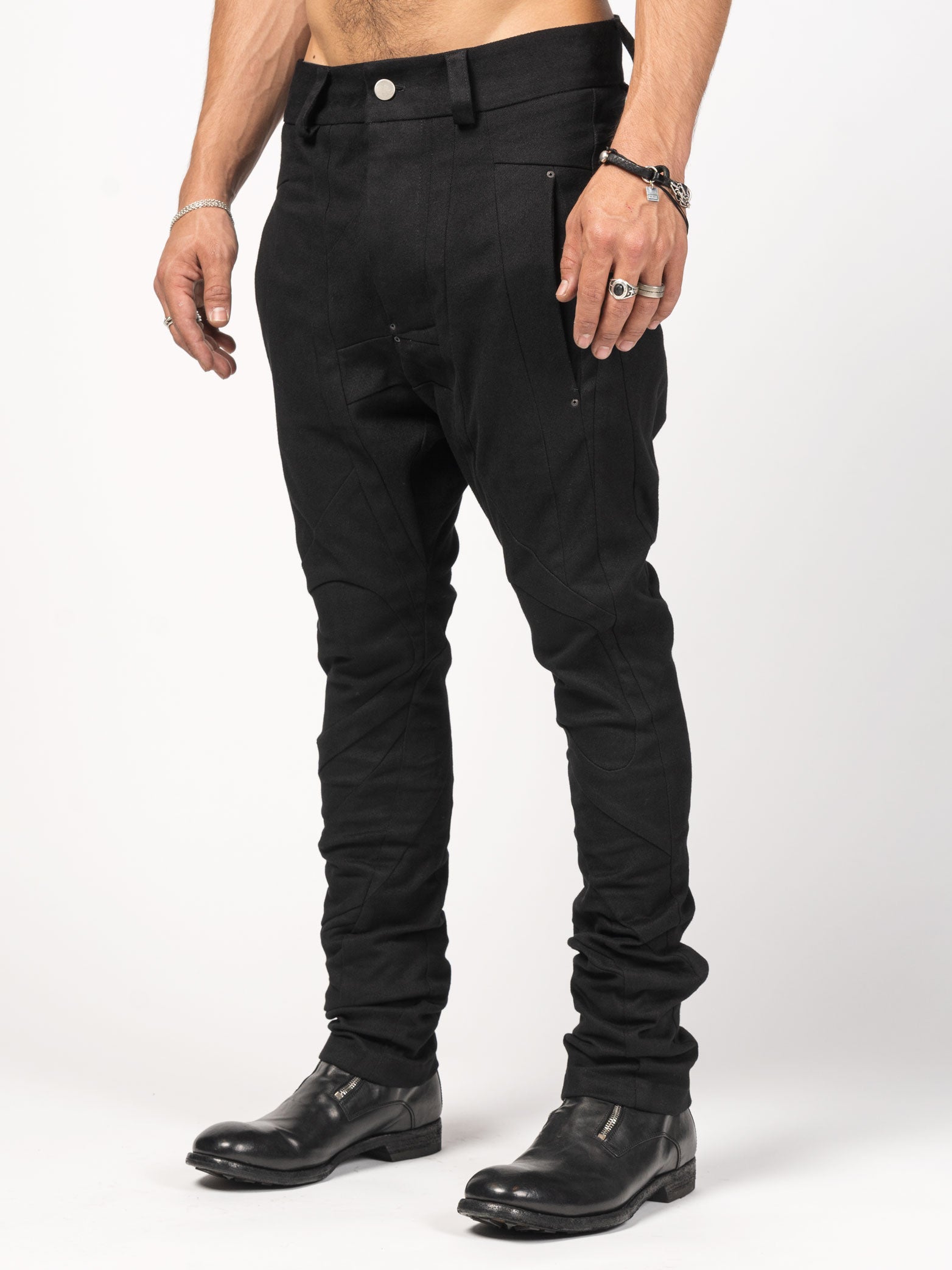 Structured Black Denim Pants