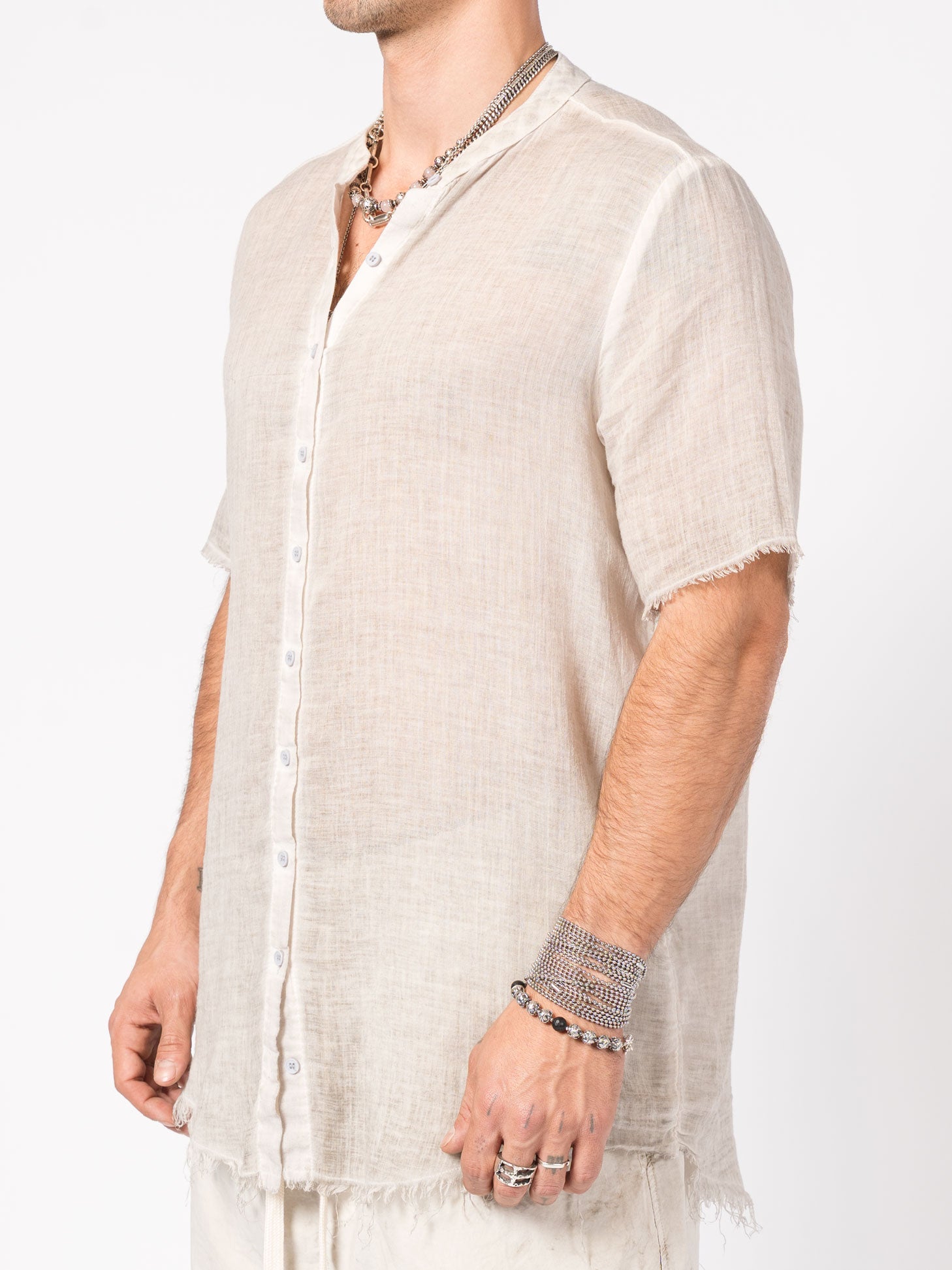 Sheer Cotton Short-Sleeve Shirt
