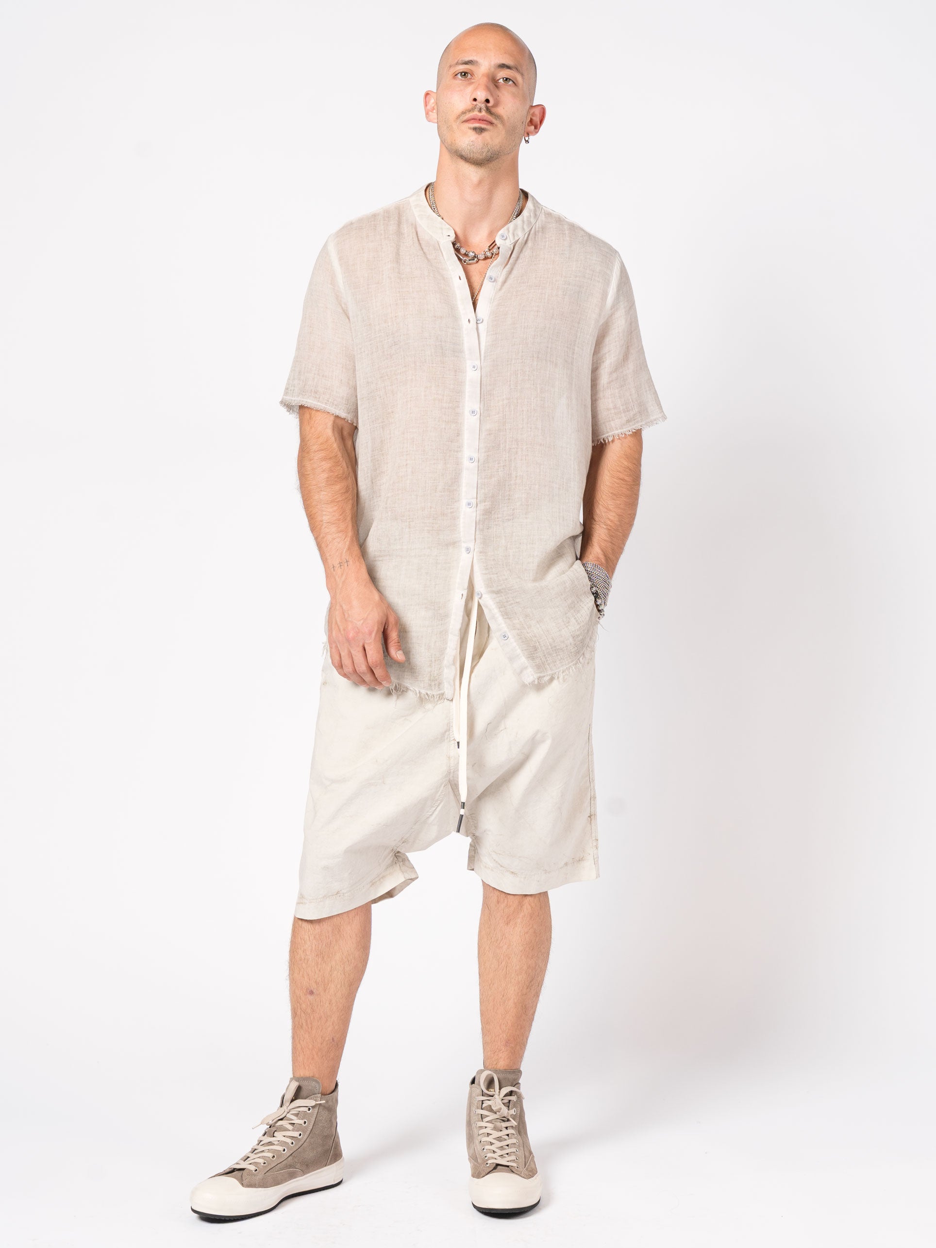 Sheer Cotton Short-Sleeve Shirt