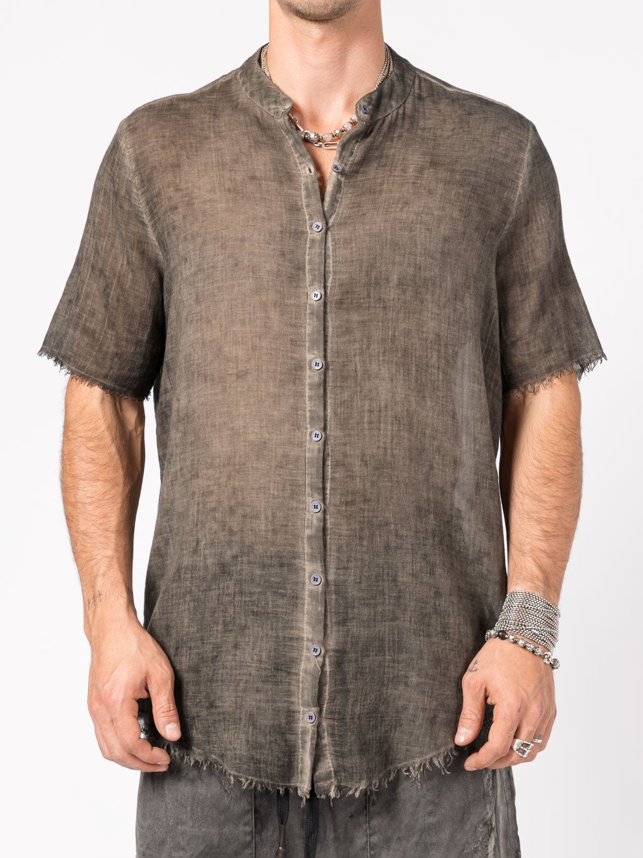Sheer Cotton Short-Sleeve Shirt