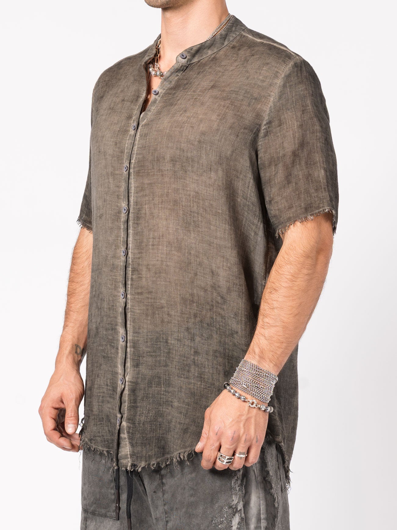 Sheer Cotton Short-Sleeve Shirt