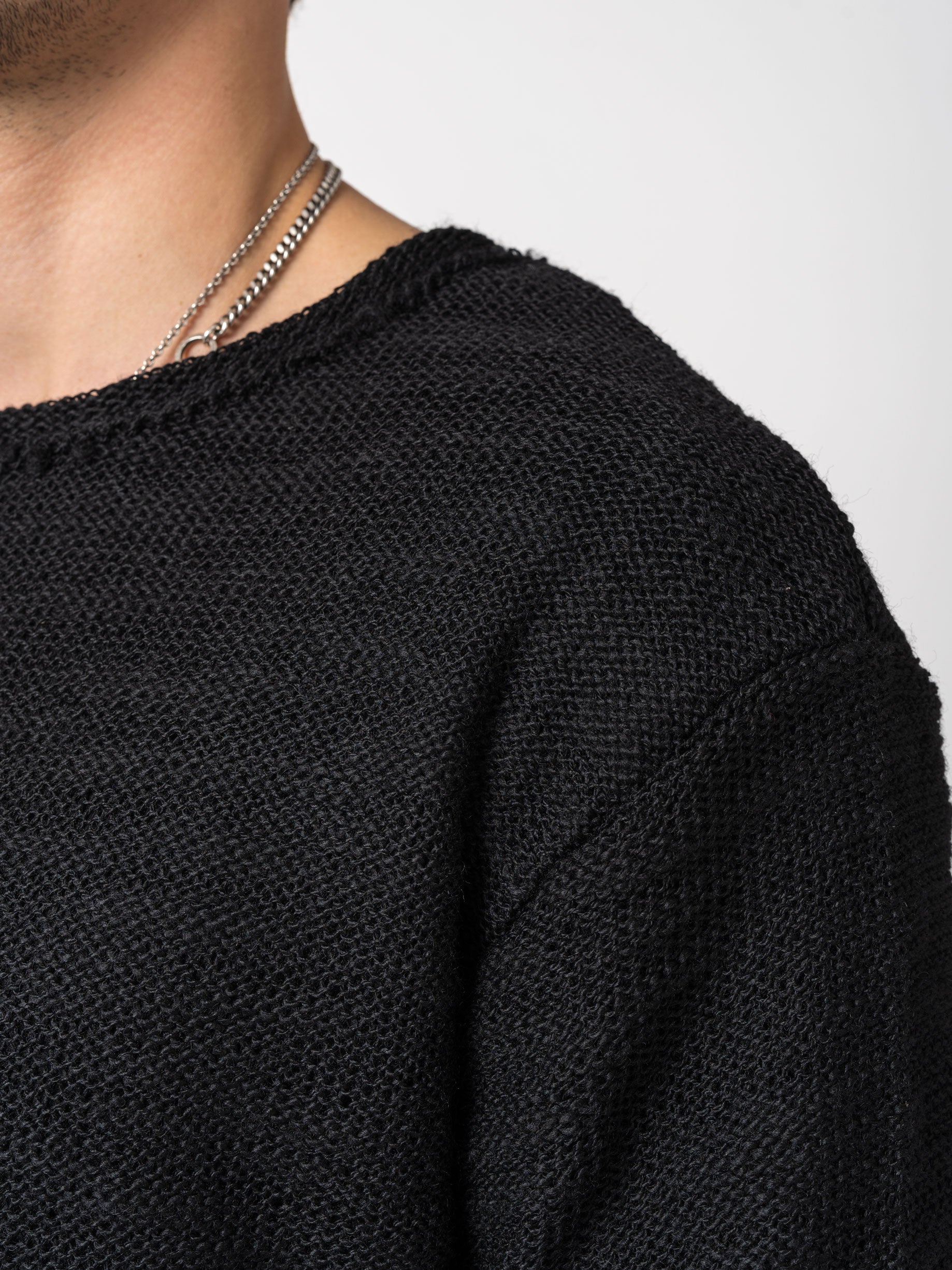 Knit x Cotton Jersey Layered T-Shirt