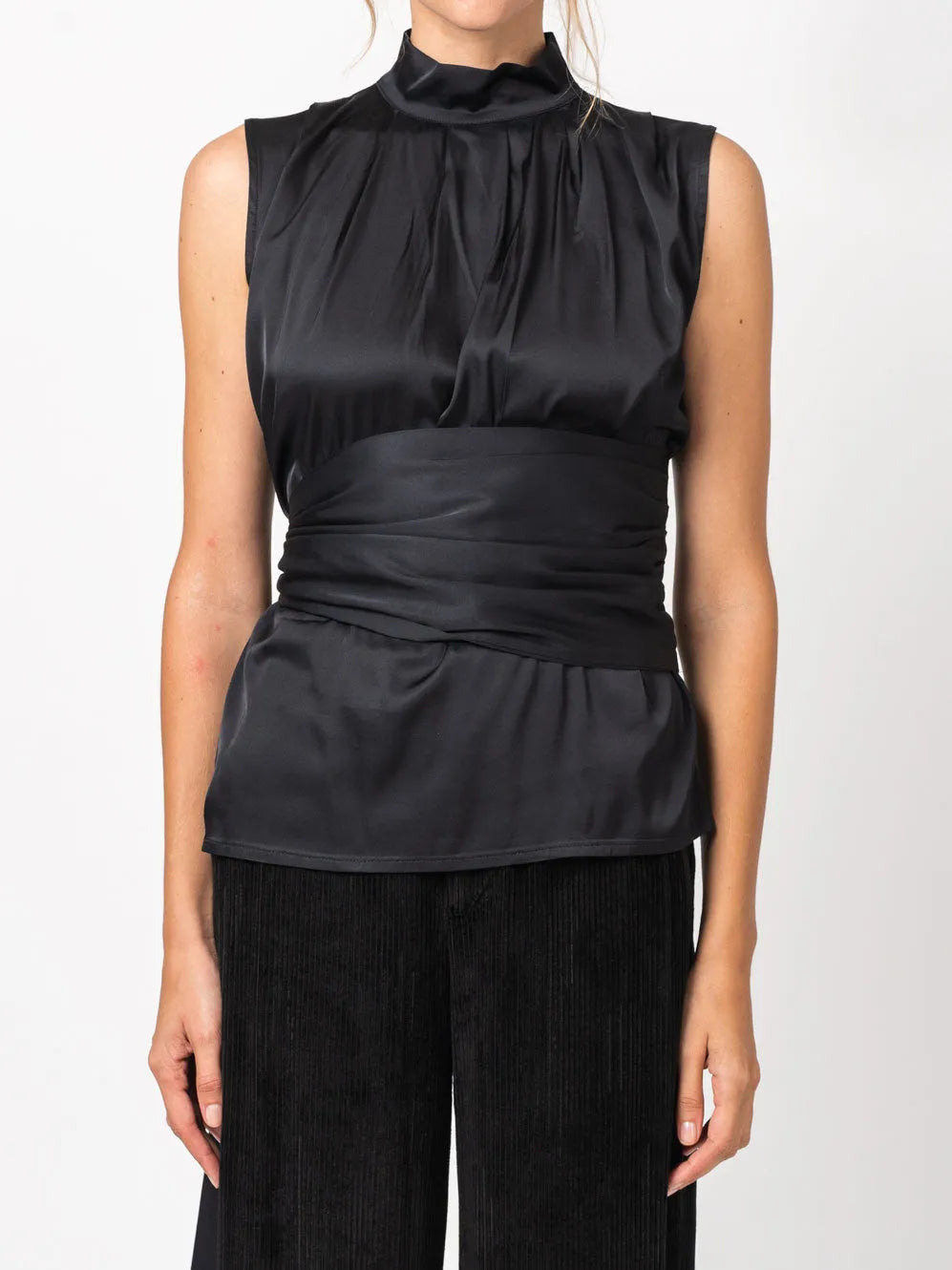 Sleeveless High-Neck Blouse