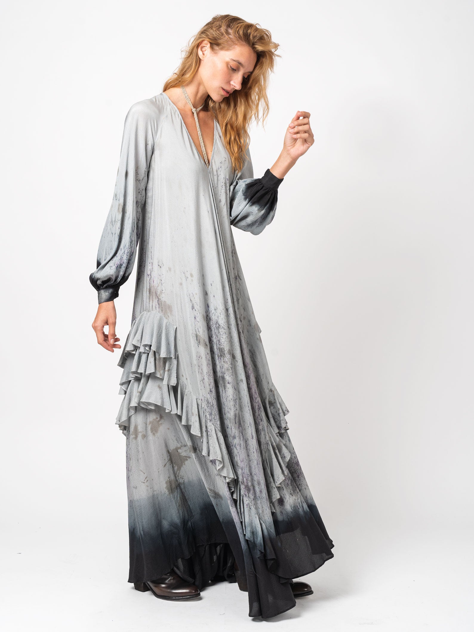 Hand-Dyed silk maxi dress