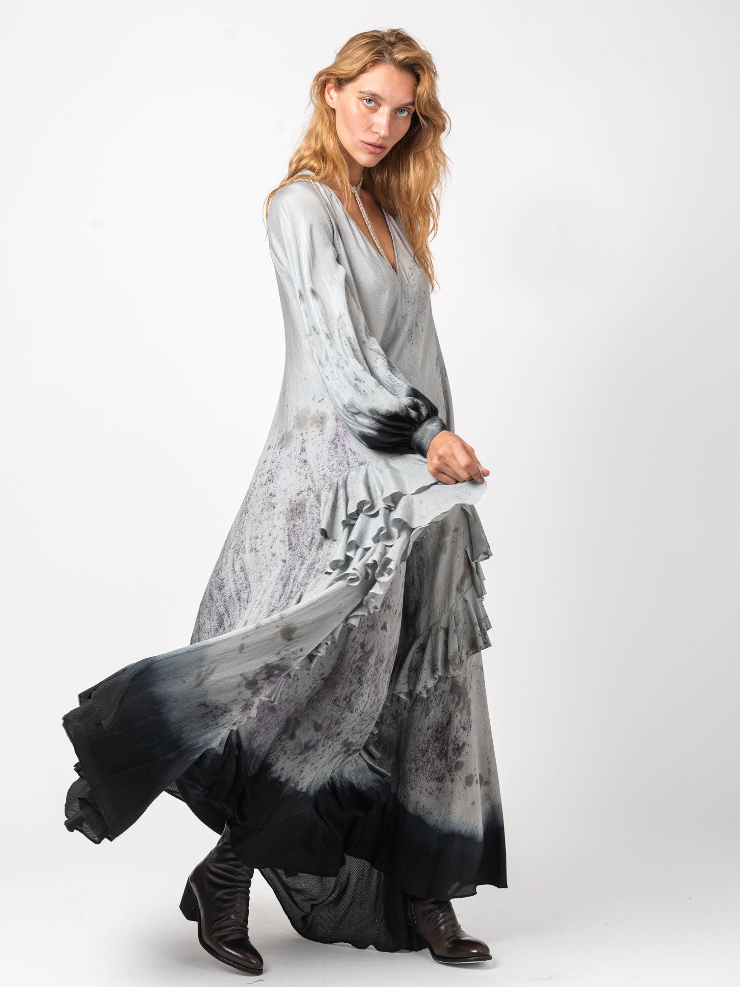 Hand-Dyed silk maxi dress