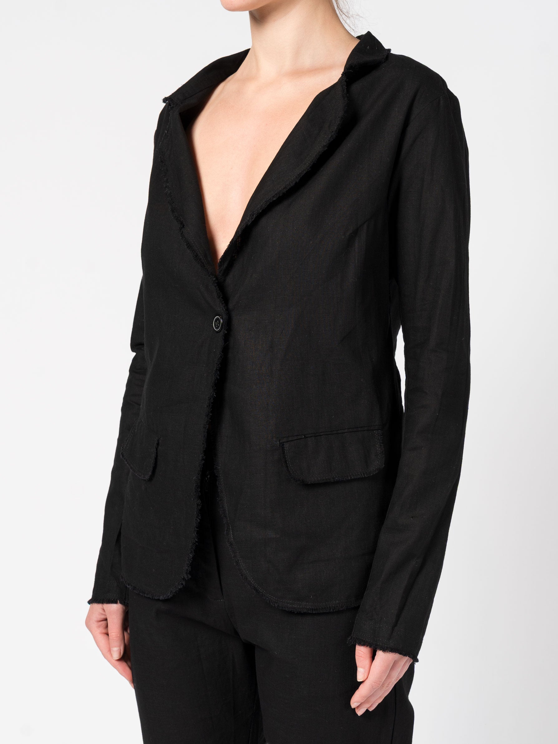Frayed Linen Blazer