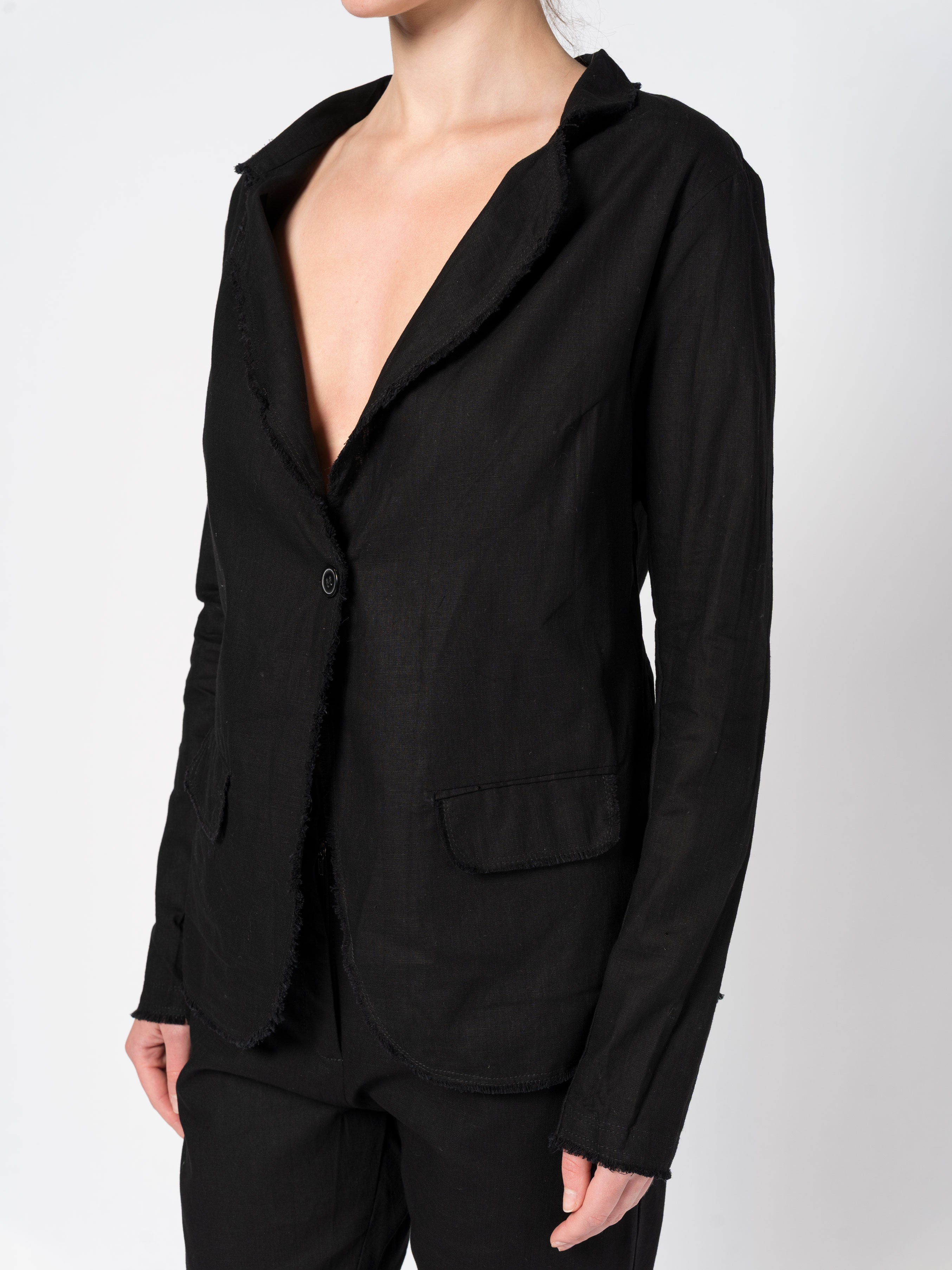 Frayed Linen Blazer