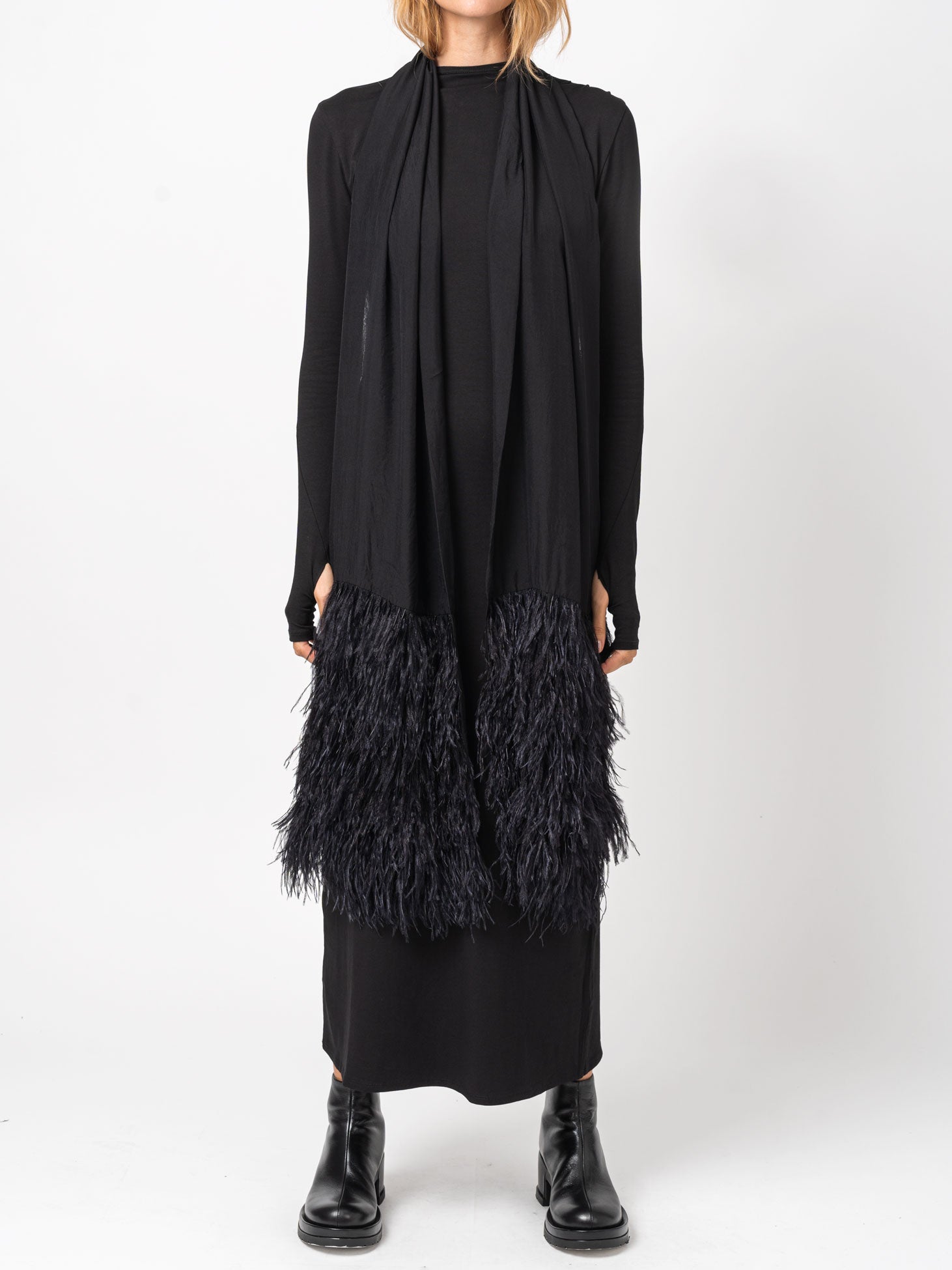 Chiffon Scarf with Ostrich Feathers