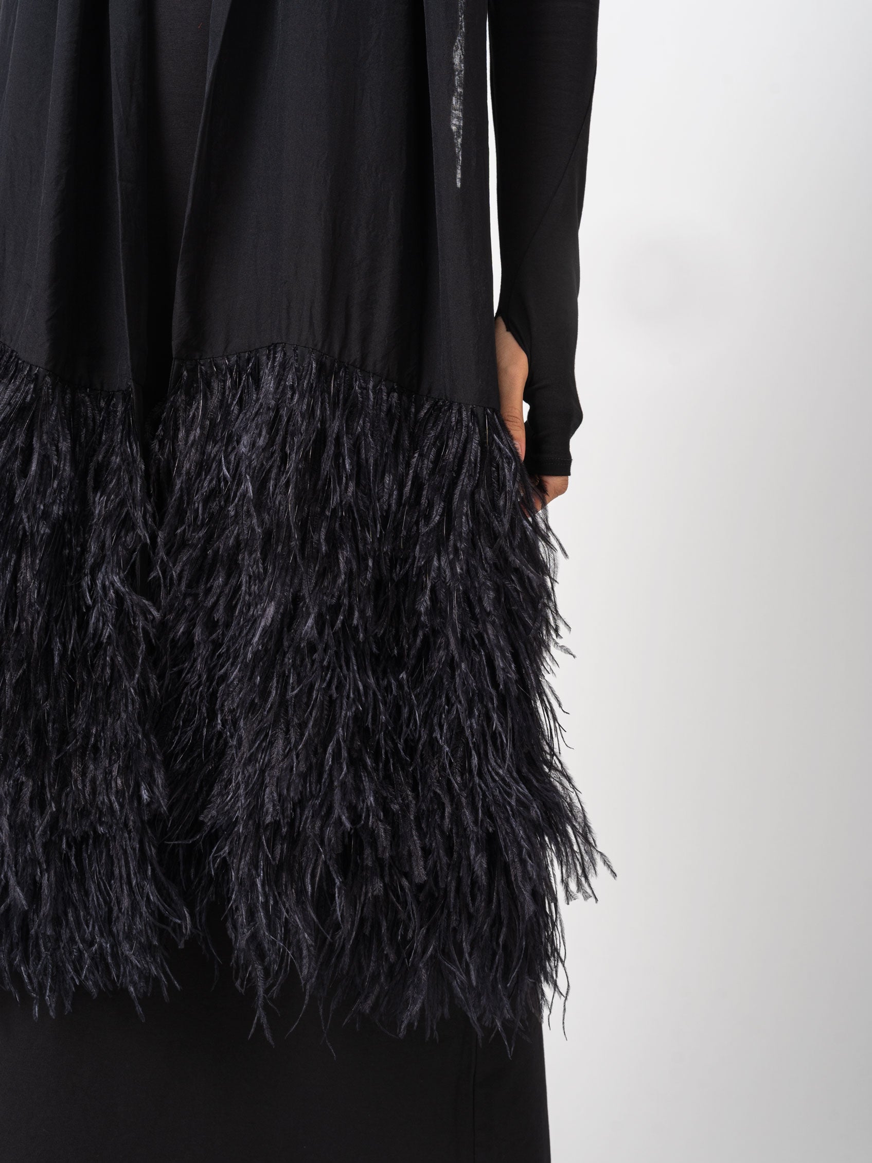 Chiffon Scarf with Ostrich Feathers
