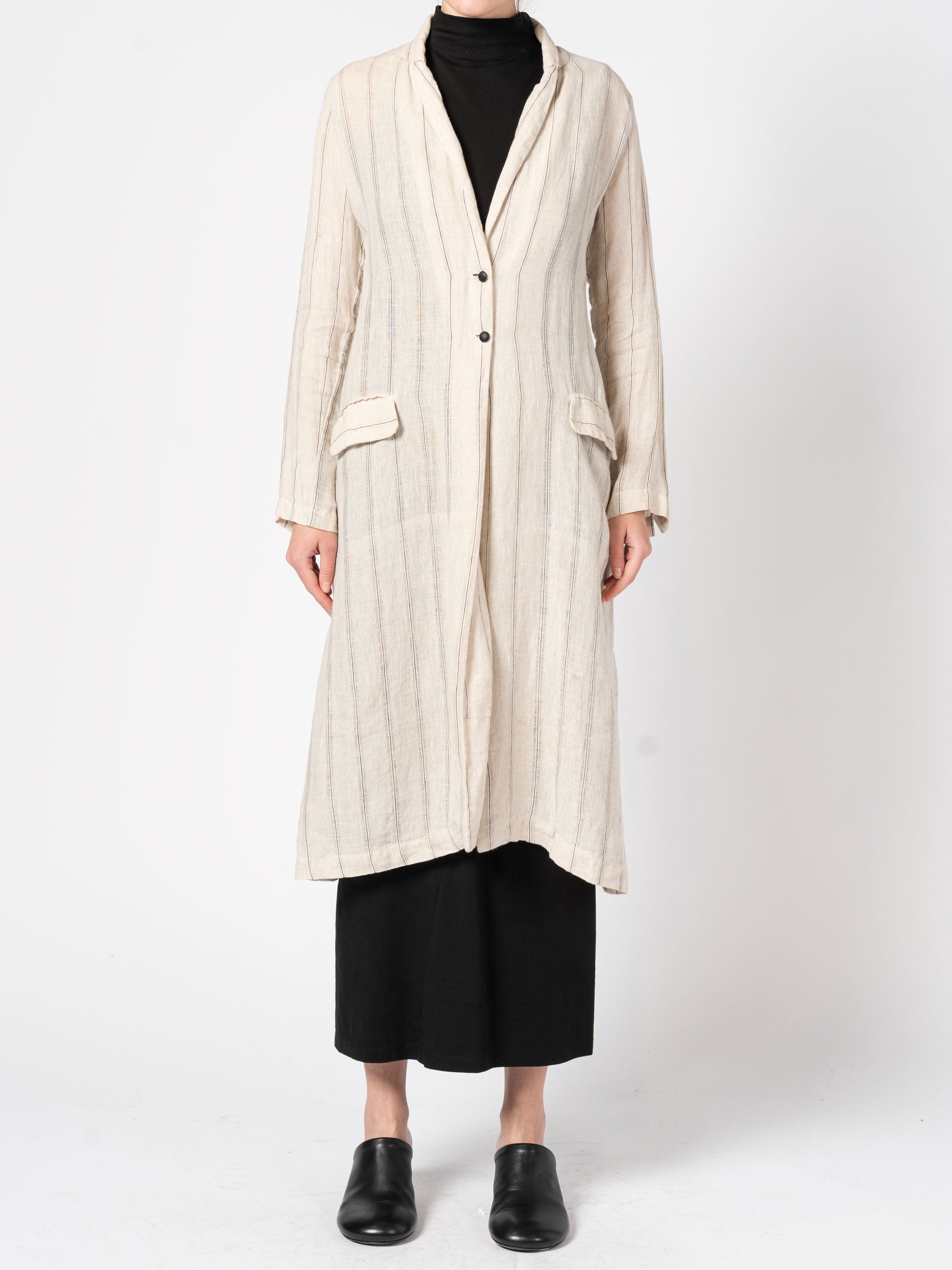 Striped Coat with Scarf