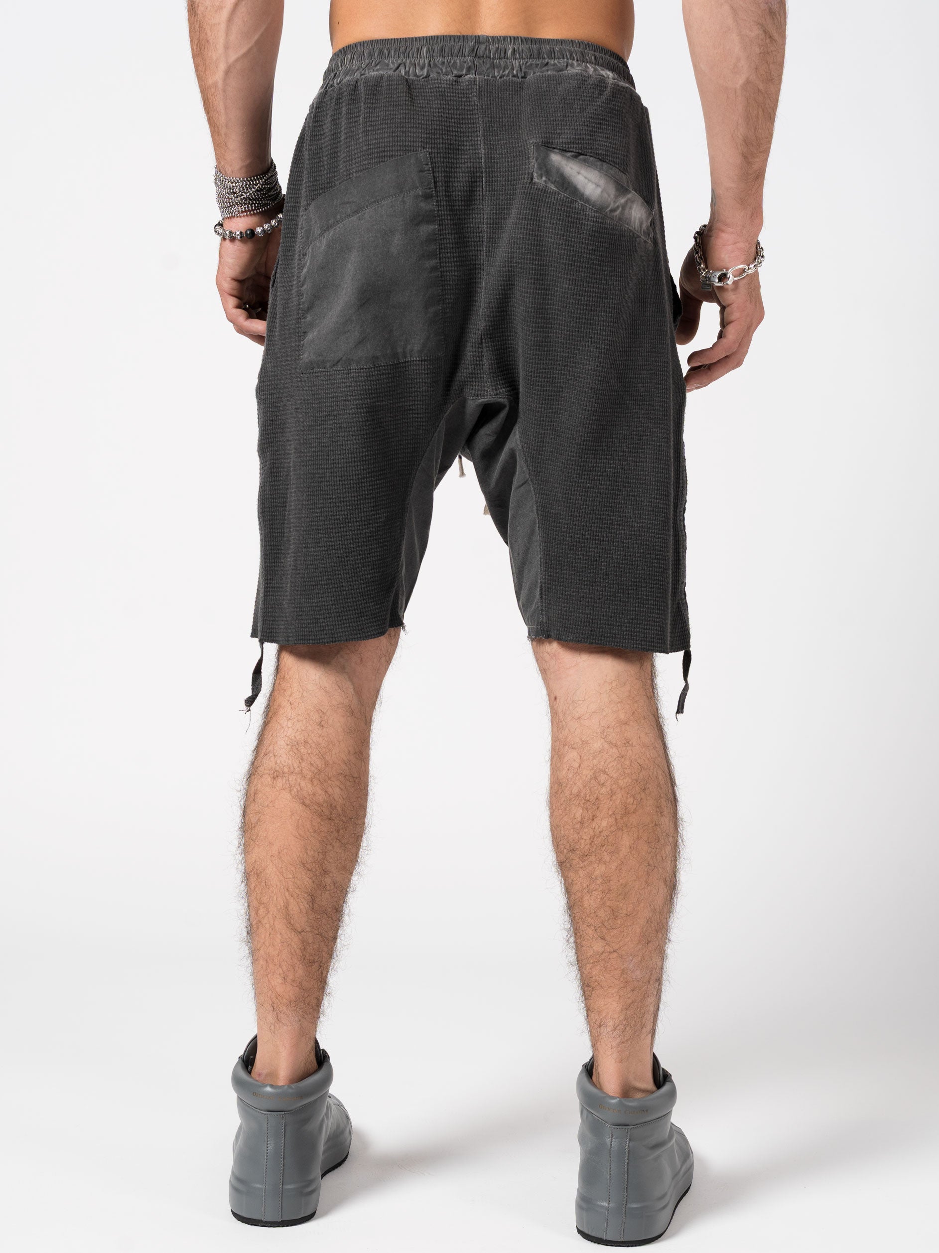 Textured Drop-Crotch Shorts