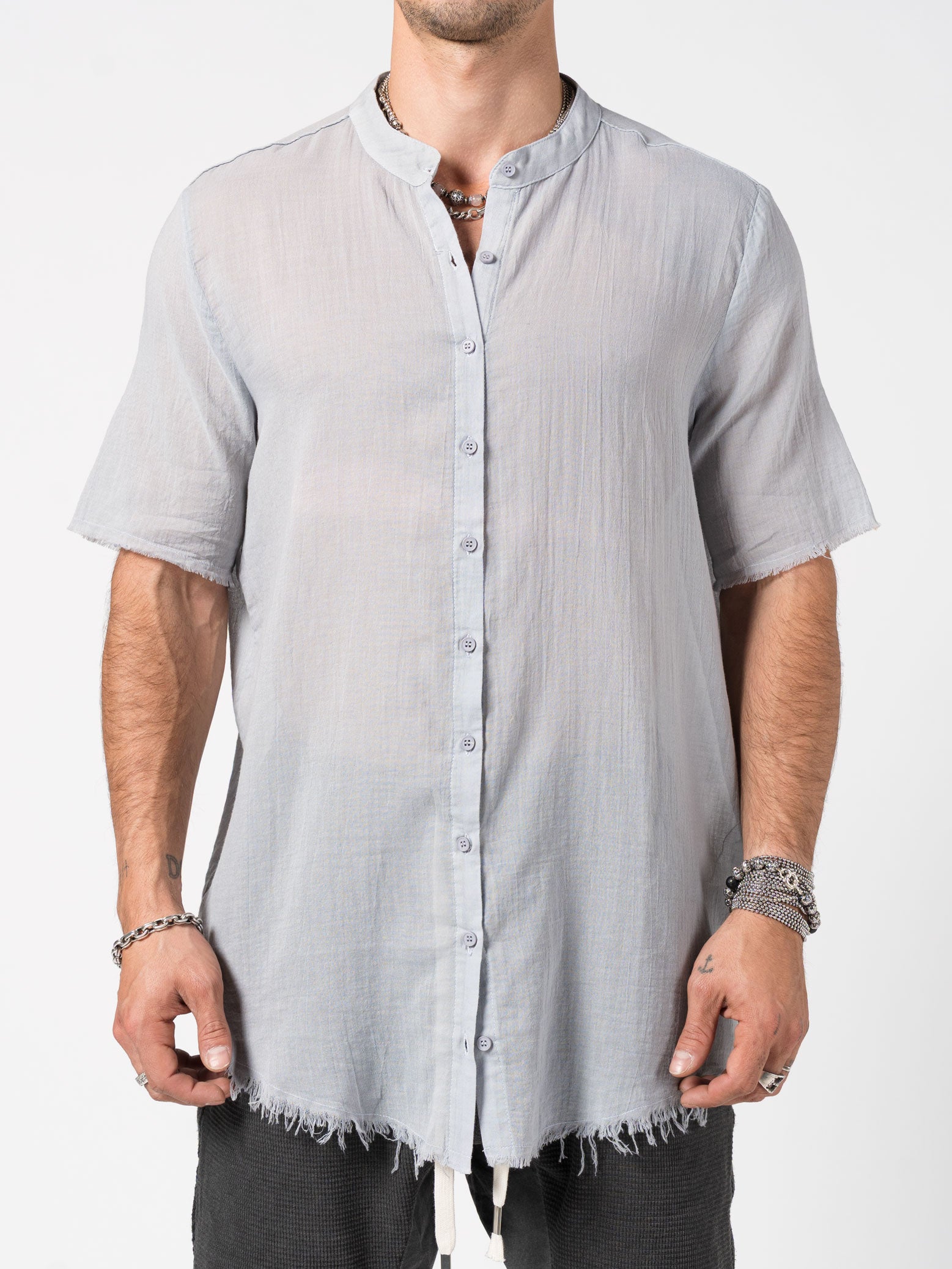 Sheer Cotton Short-Sleeve Shirt