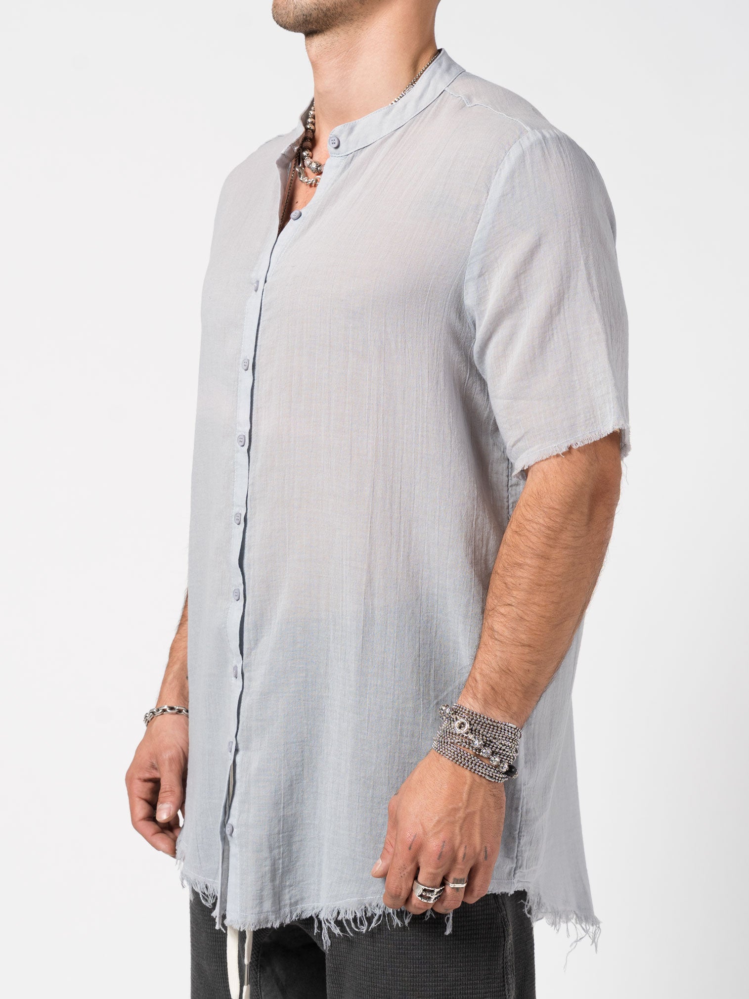 Sheer Cotton Short-Sleeve Shirt