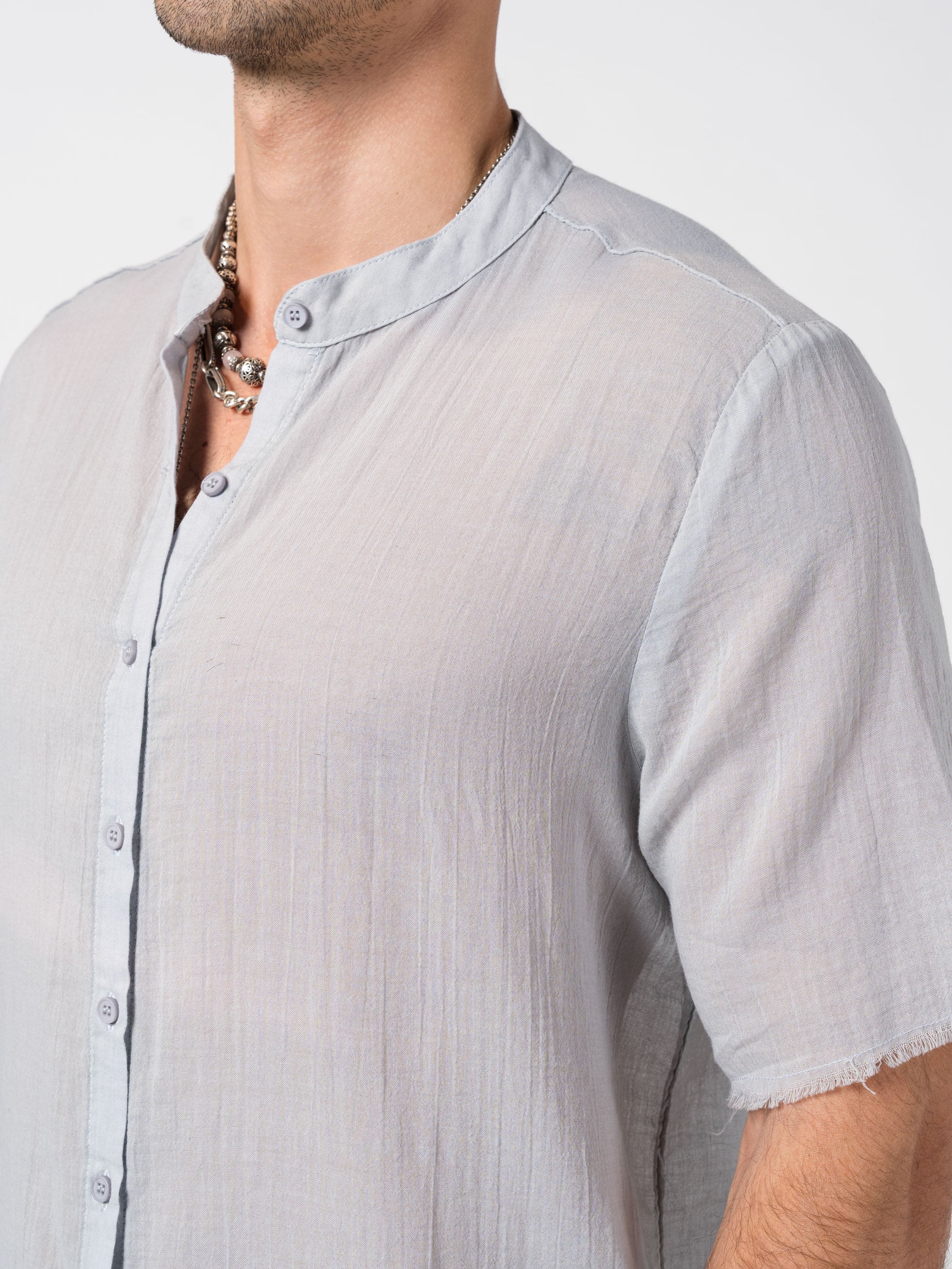 Sheer Cotton Short-Sleeve Shirt