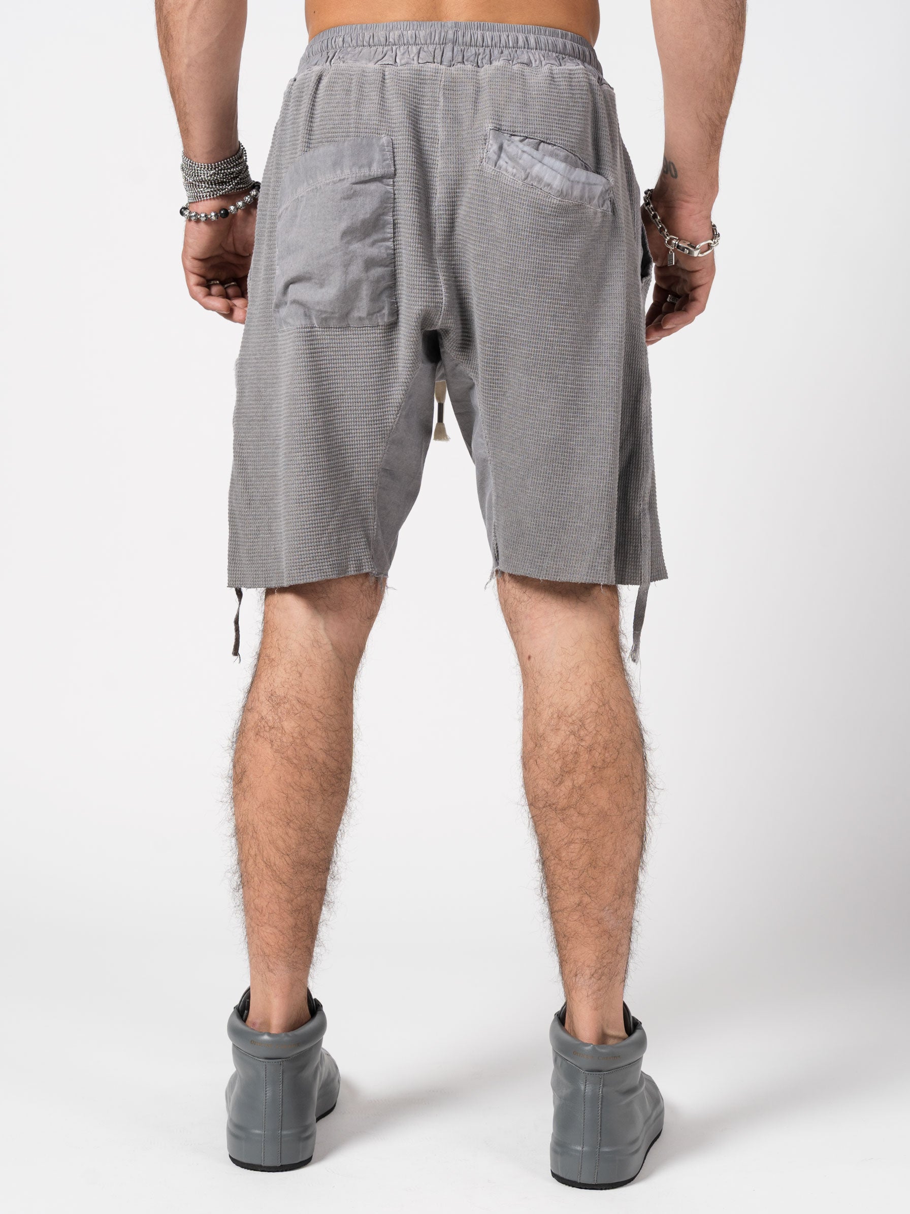 Textured Drop-Crotch Shorts