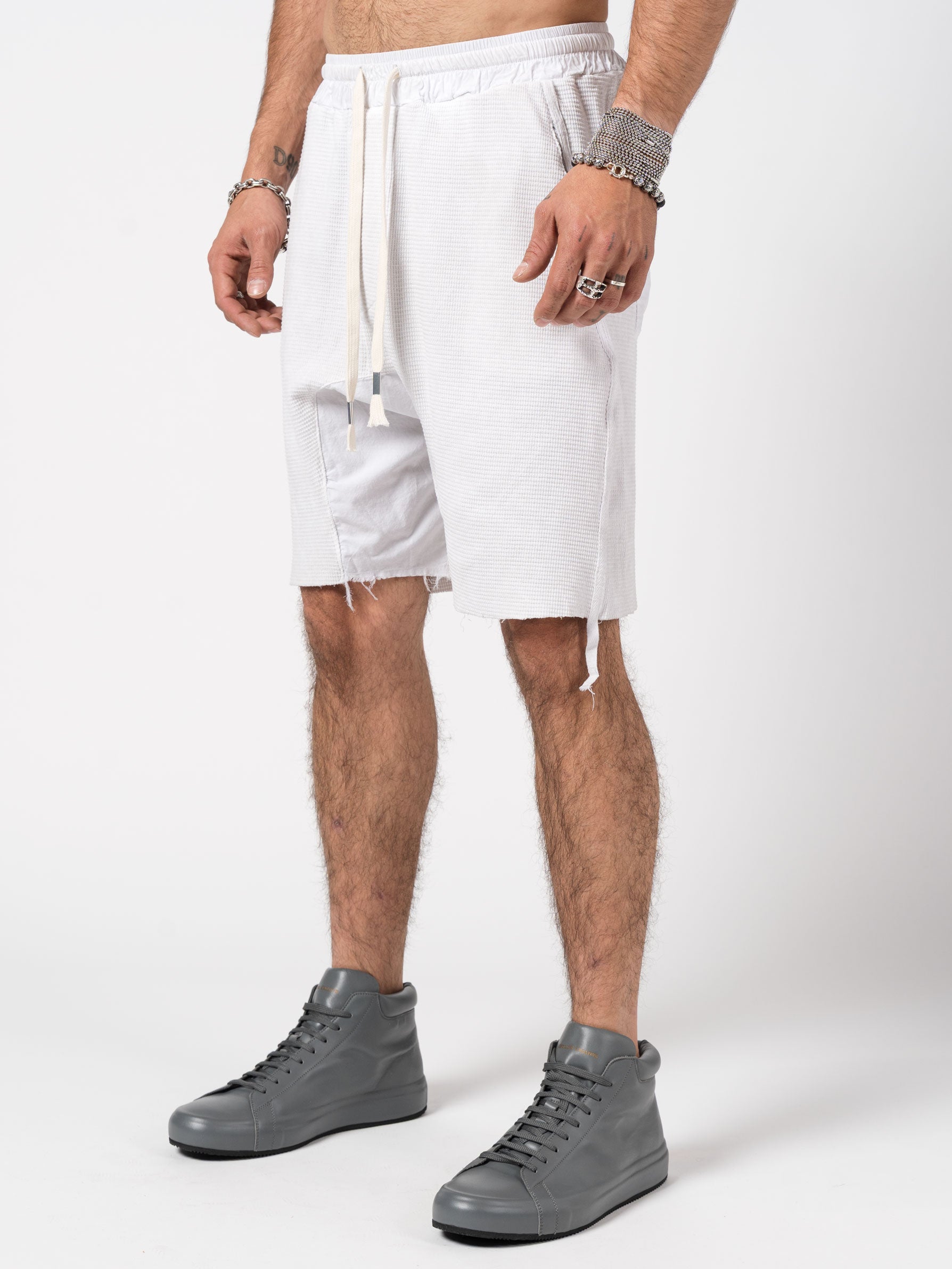 Textured Drop-Crotch Shorts