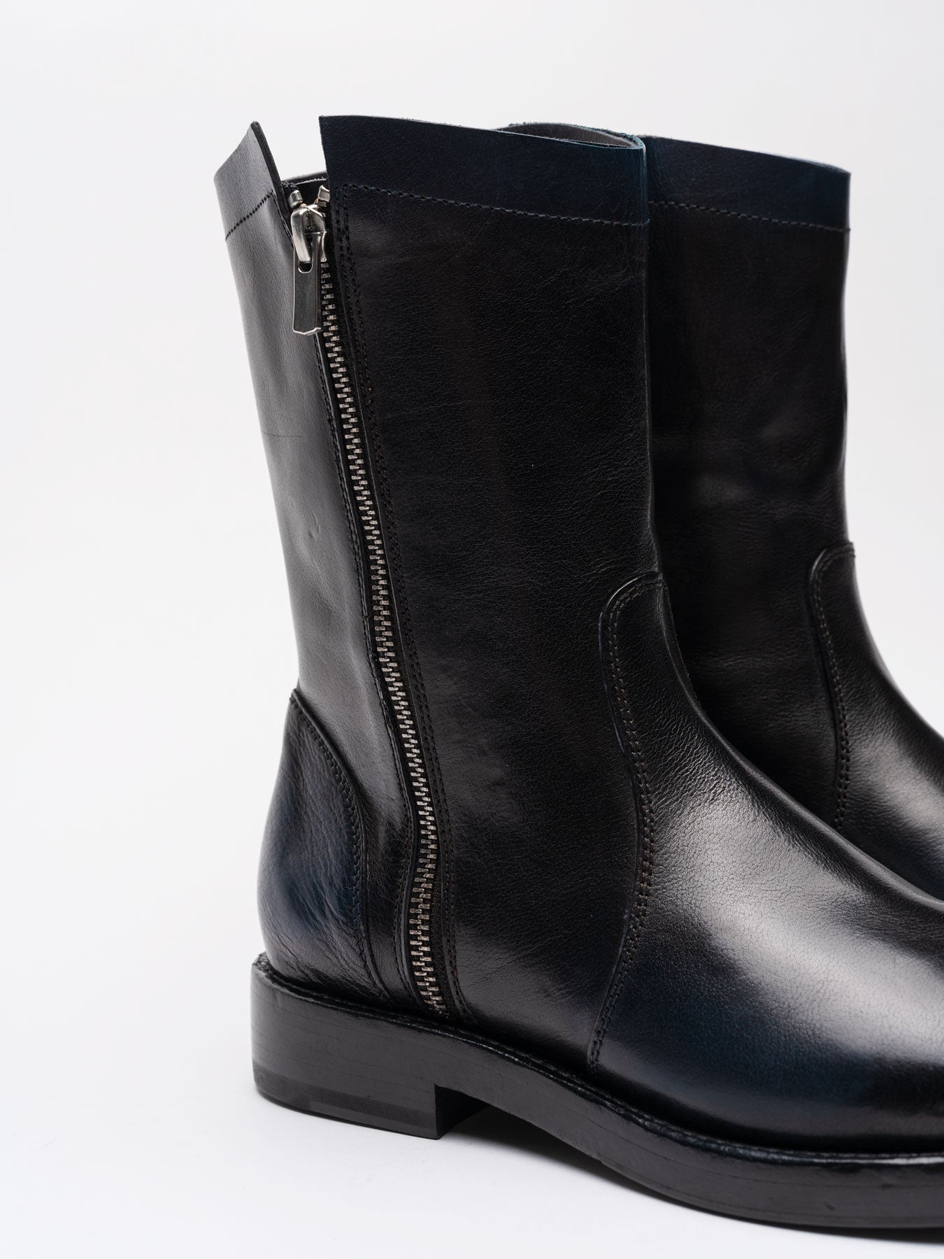 Mid-Calf Leather Boots