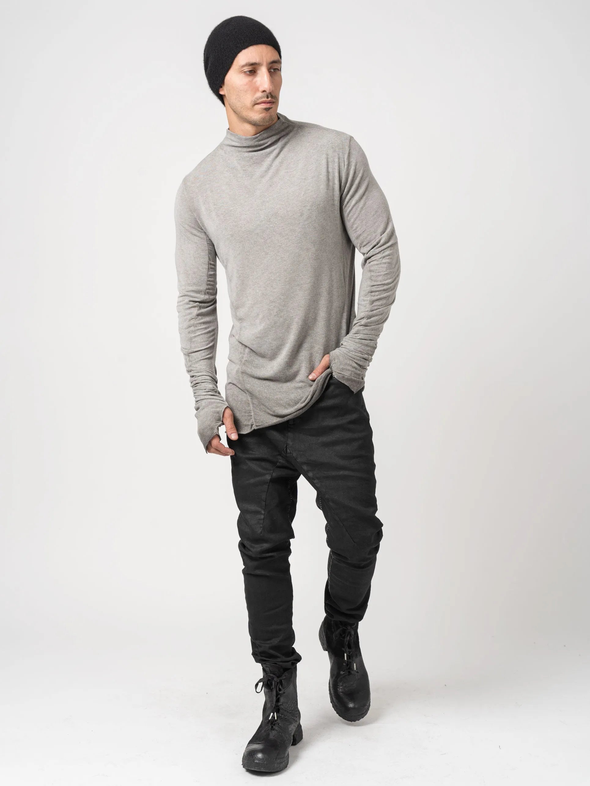 High-Neck Modal-Cashmere Blend T-Shirt